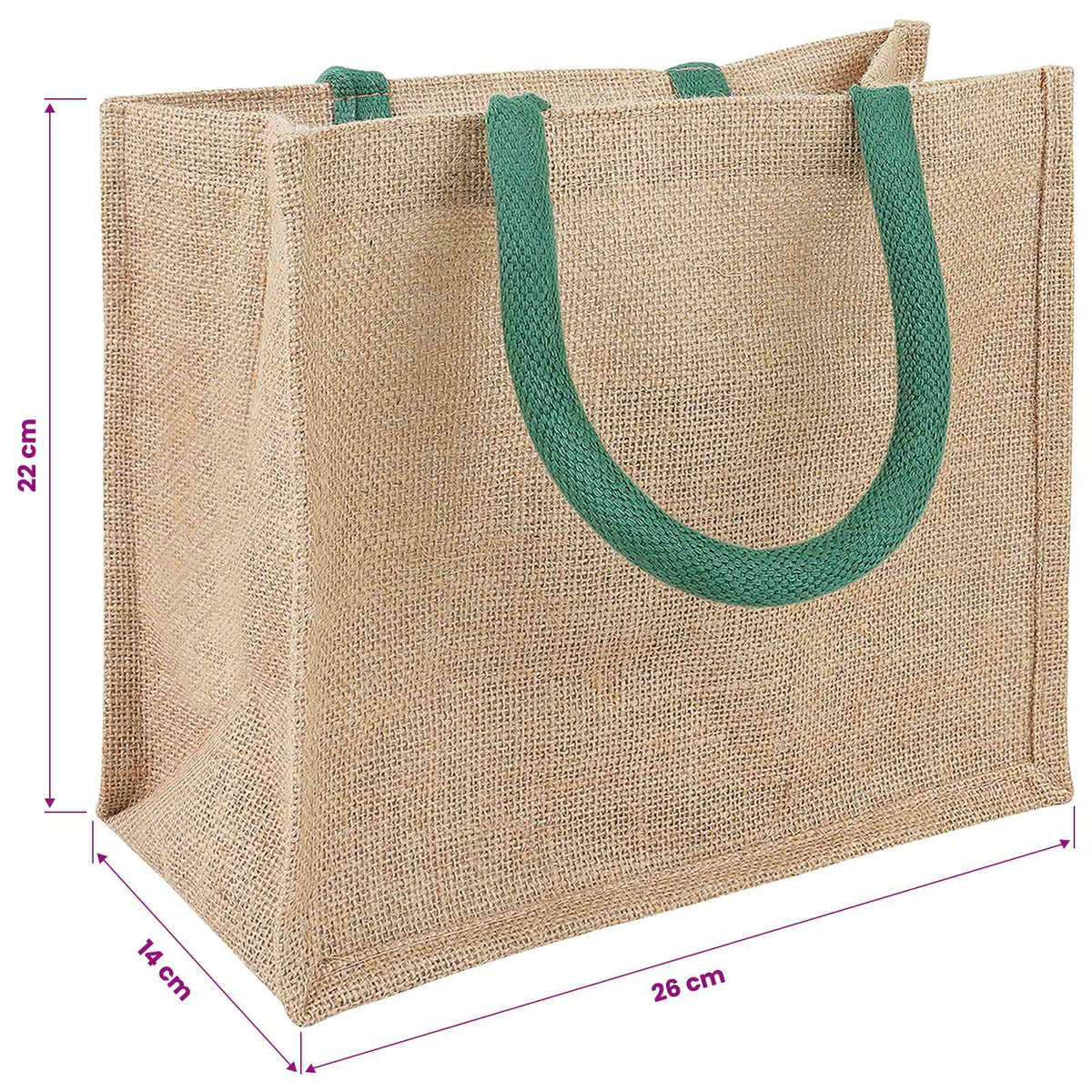 Torbe od jute 5 Prirodna i zelena 26 x 22 x 14 cm 100% Jut
