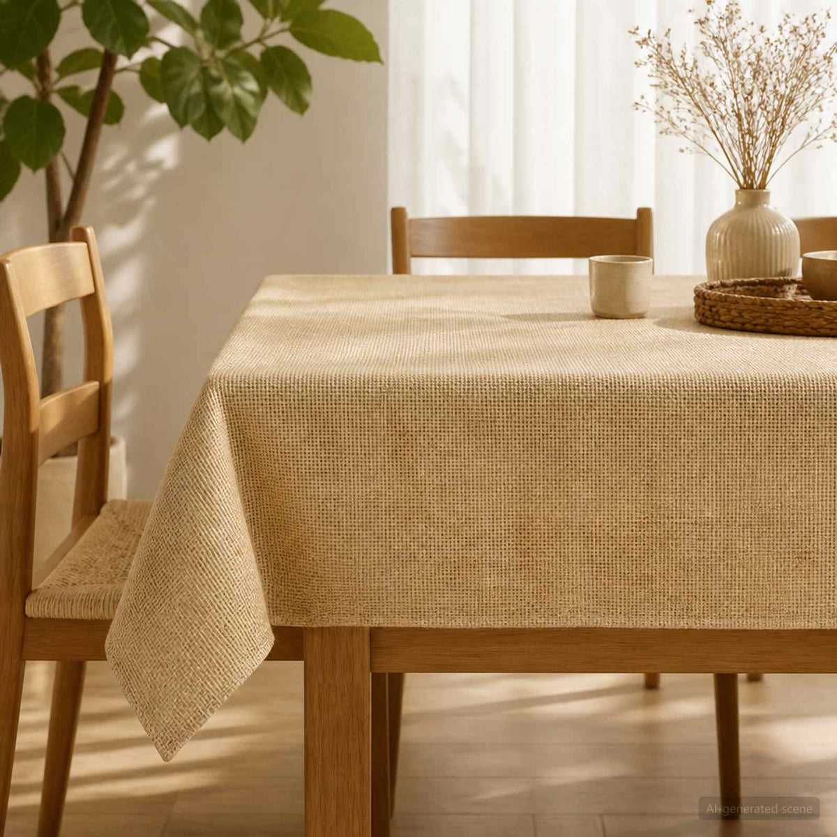 Stolnjak od jute Prirodna 180 x 180 cm 100% Jut