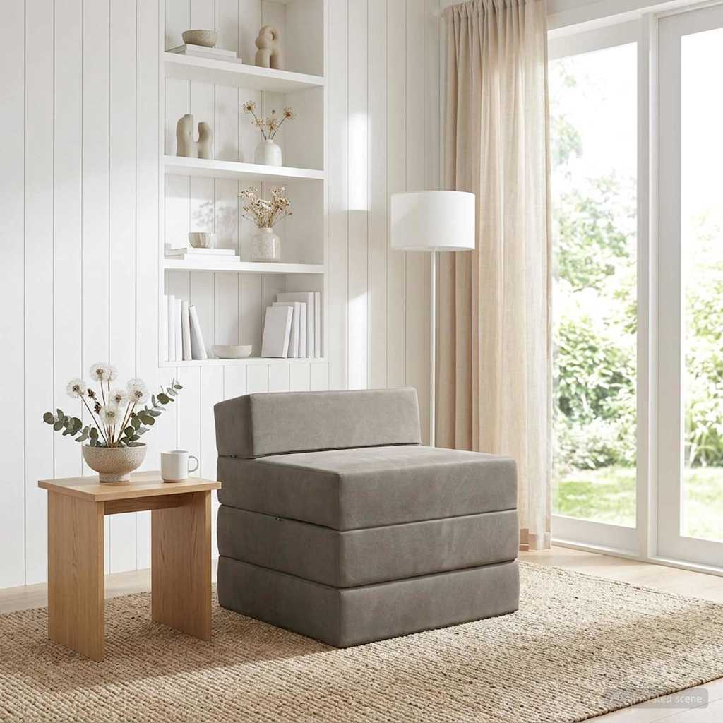Sofa na razvlačenje Svjetlosiva 200 x 70 x 10 cm Baršun