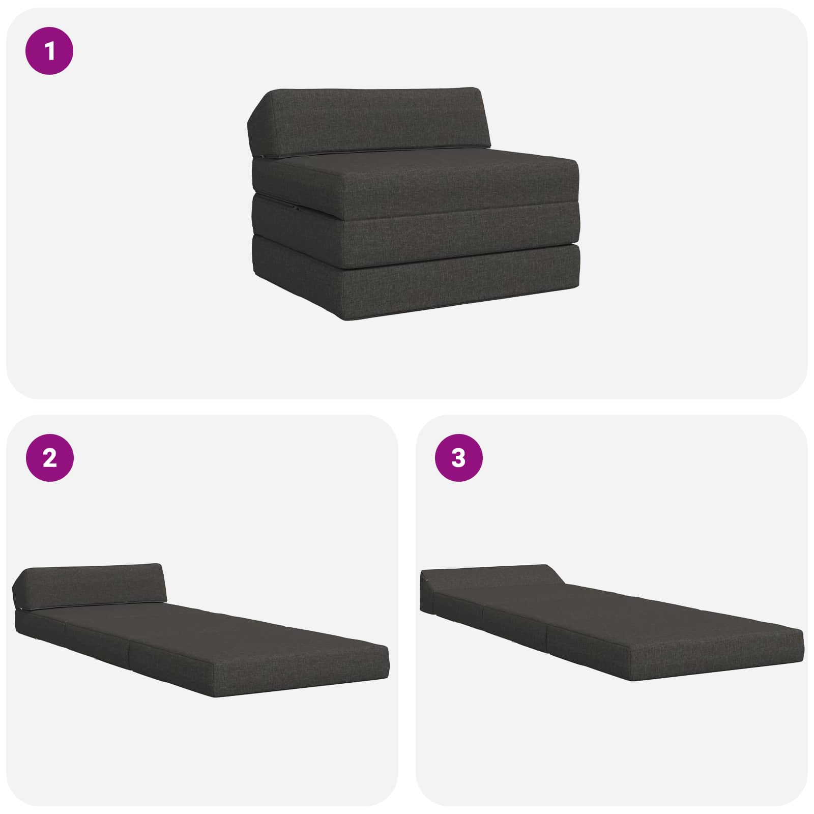 Sofa na razvlačenje Tamnosiva 200 x 70 x 10 cm Tkanina