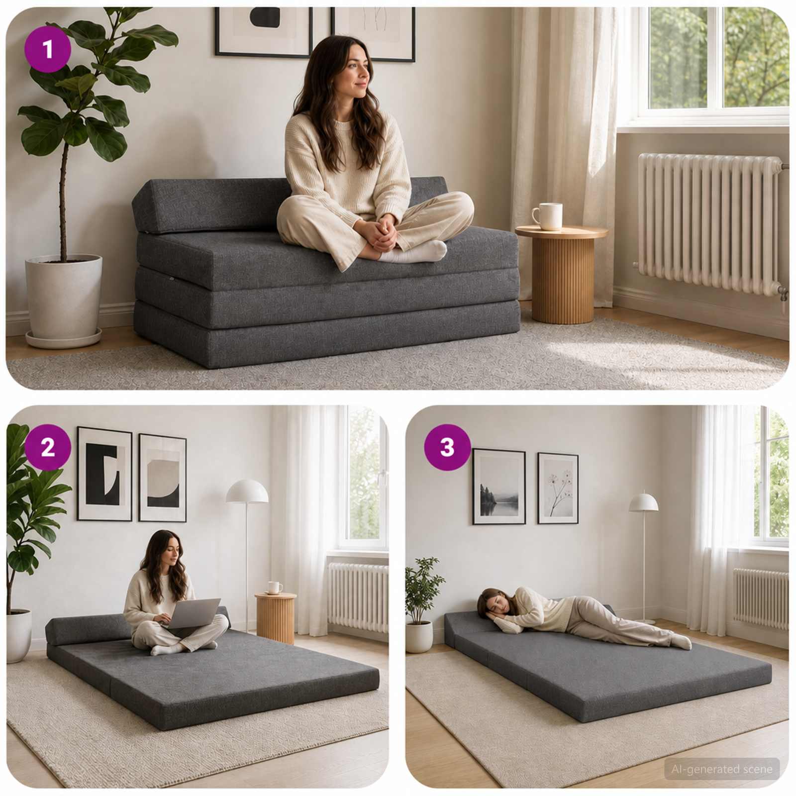 Sofa na razvlačenje Svjetlosiva 120 x 60 x 49 cm Tkanina