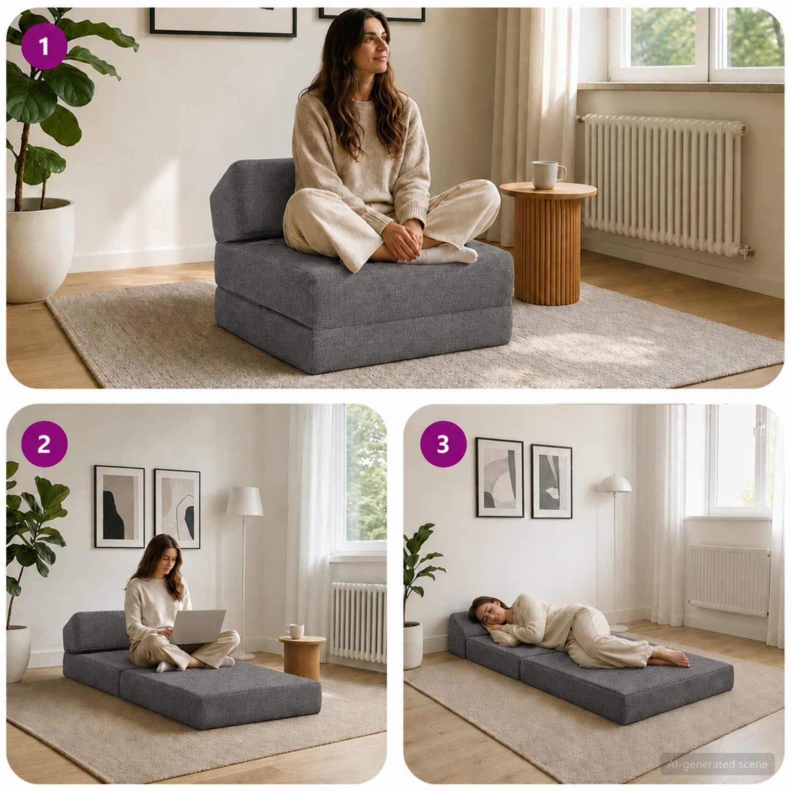 Sofa na razvlačenje Svjetlosiva 60 x 70 x 41 cm Tkanina