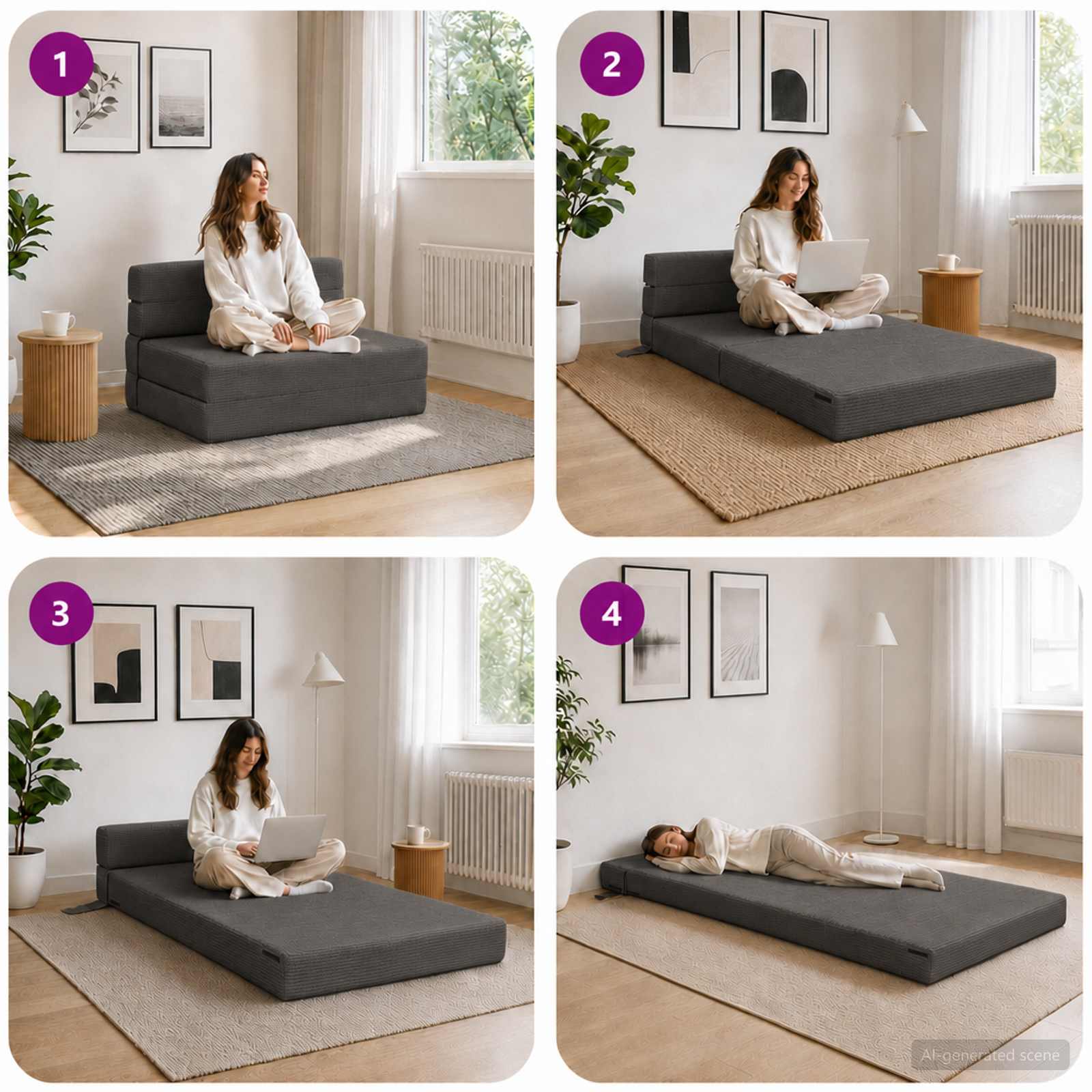 Sofa na razvlačenje Tamnosiva 70 x 72 x 60 cm Tkanina