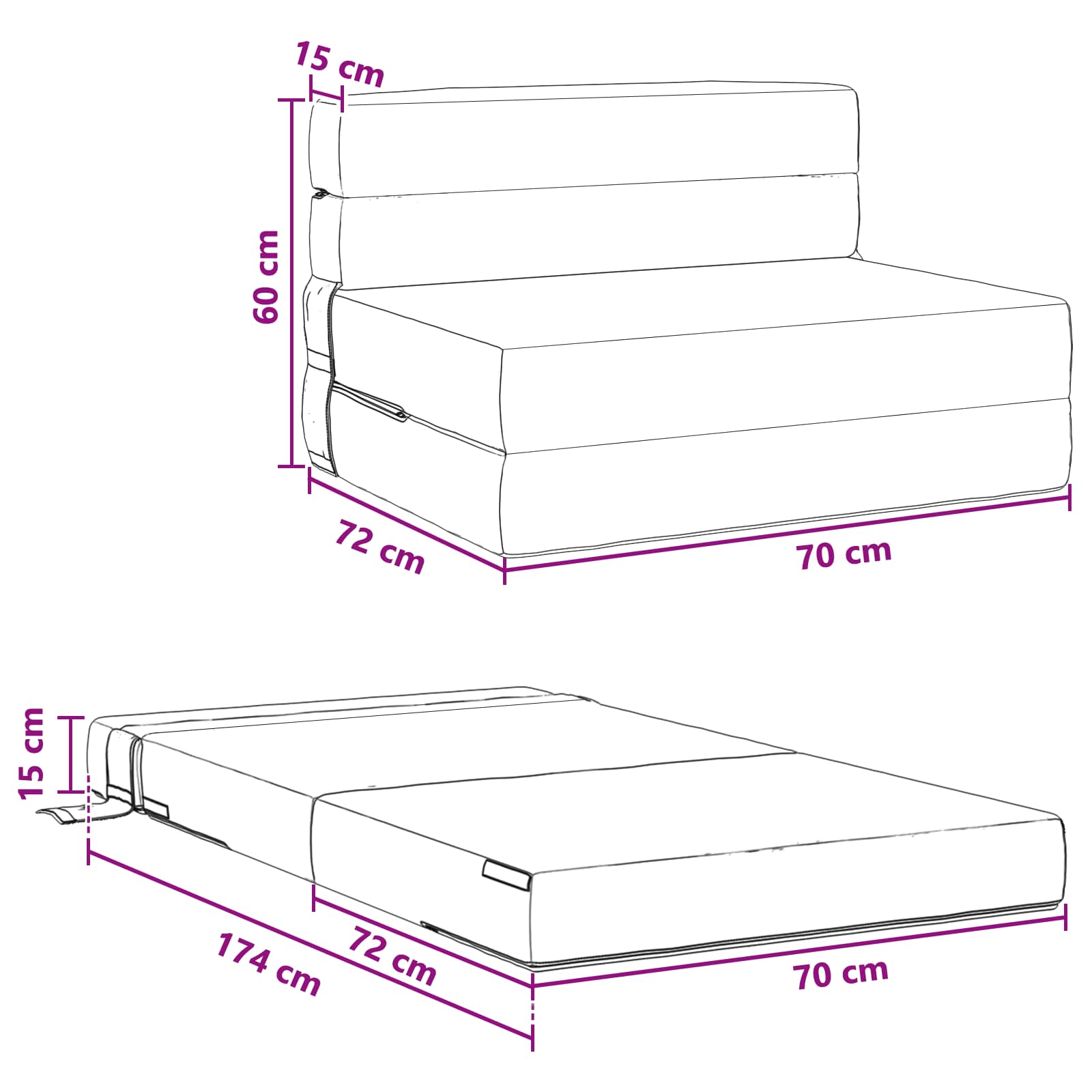 Sofa na razvlačenje Zelena Siva 70 x 72 x 60 cm Tkanina