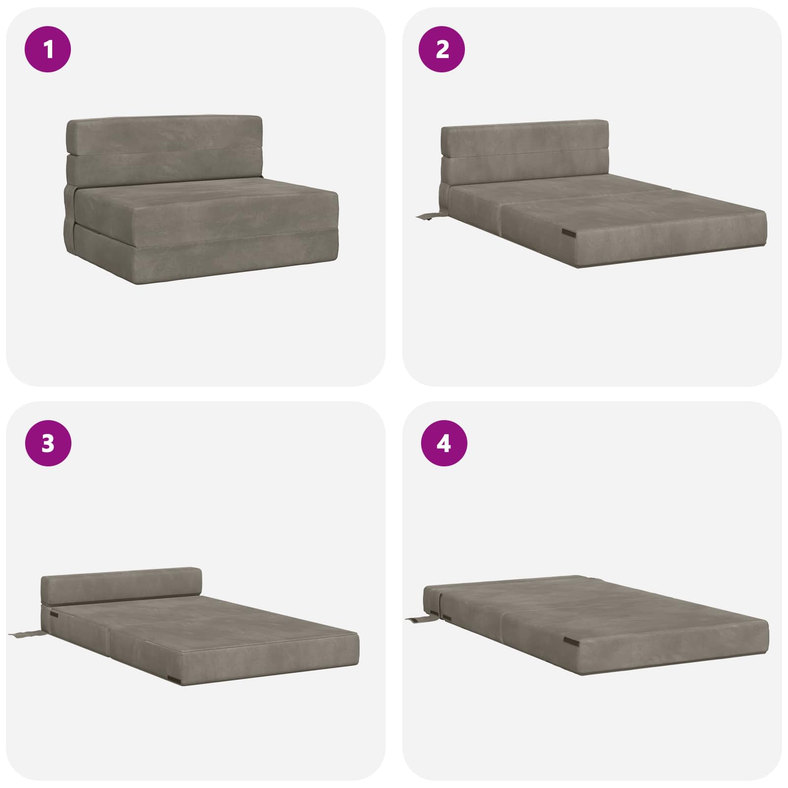 Preklopni madrac za sofu Svjetlosiva 70 x 80 x 60 cm Tkanina