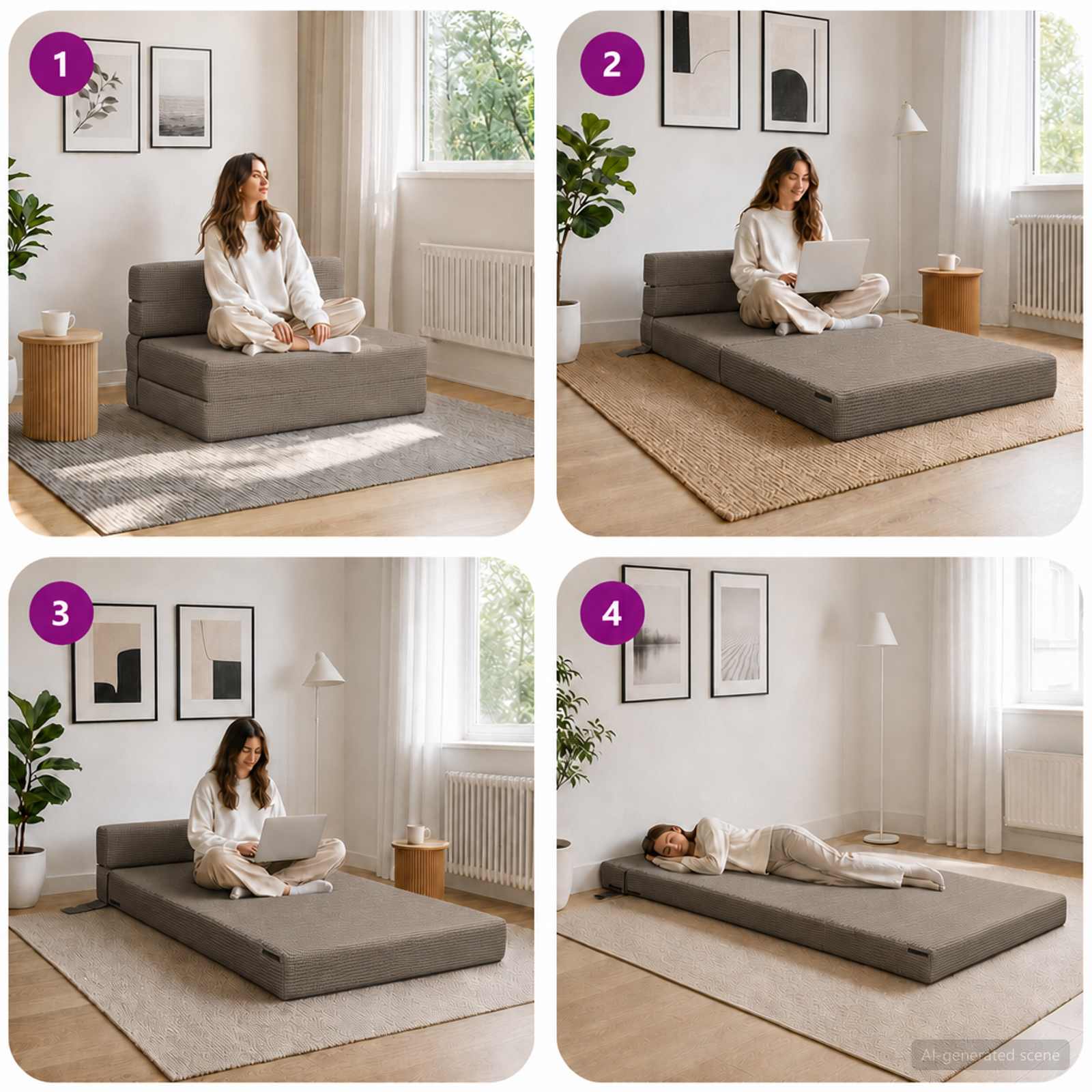 Sofa na razvlačenje Svjetlosiva 70 x 80 x 60 cm Tkanina