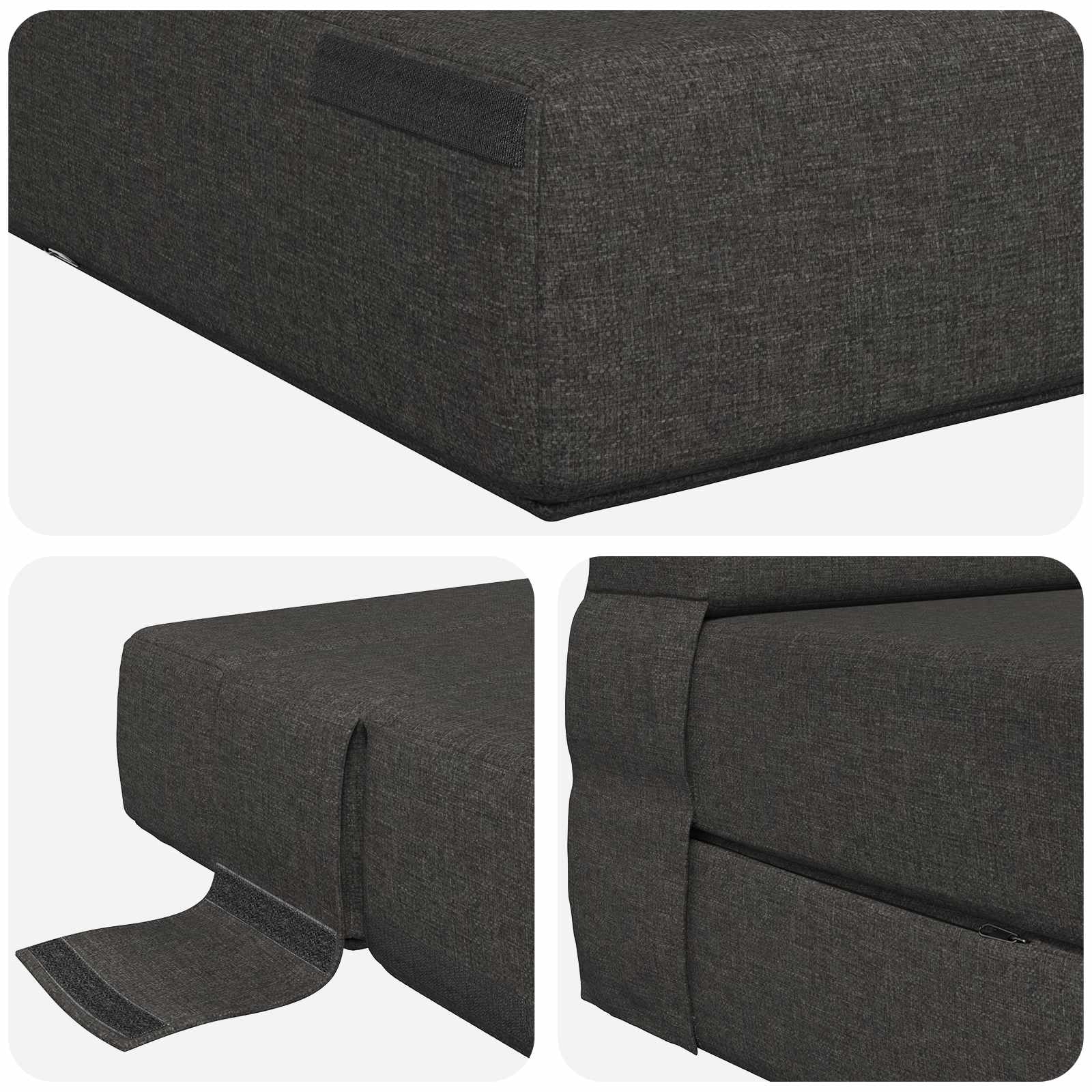 Preklopni madrac za sofu Tamnosiva 100 x 80 x 60 cm Tkanina