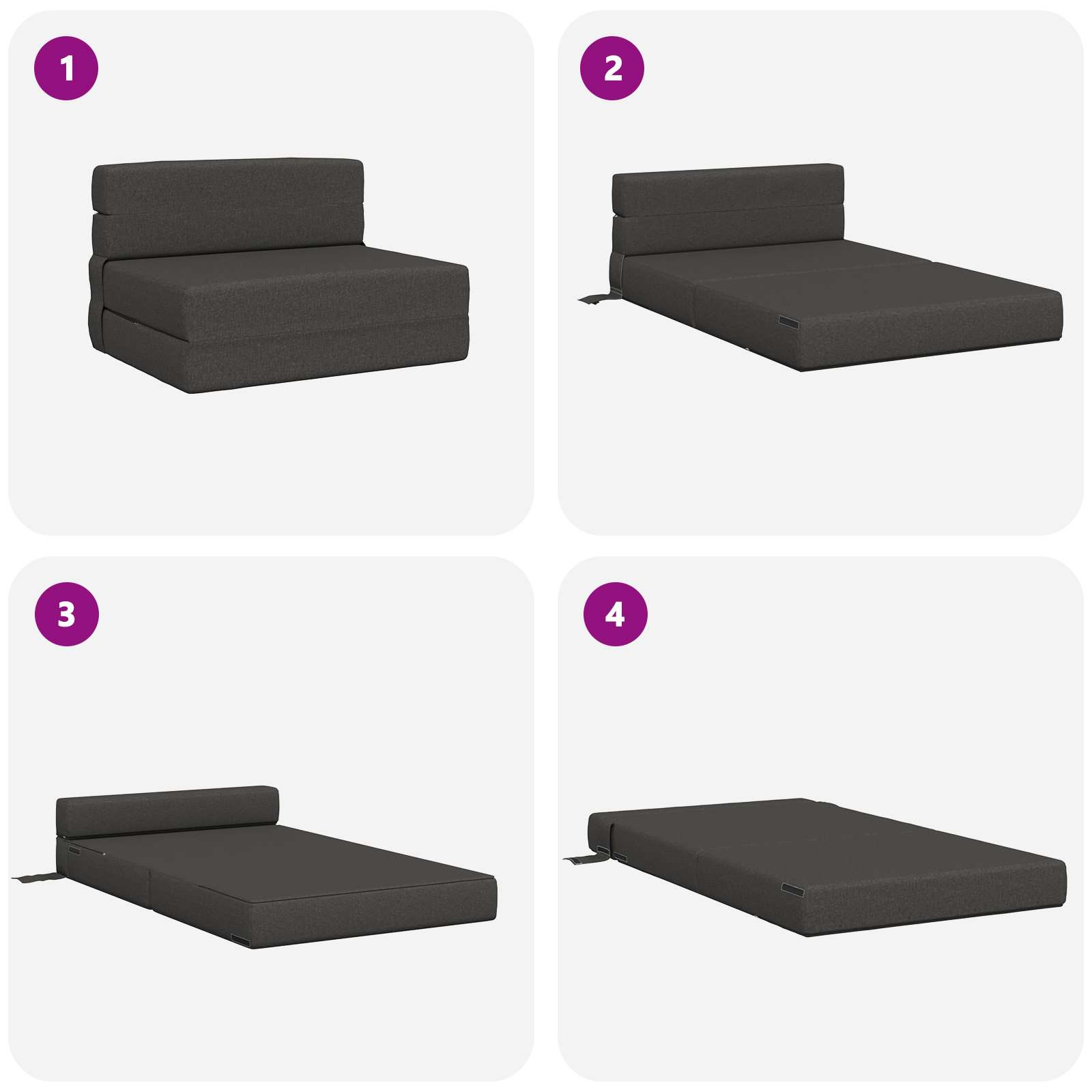 Preklopni madrac za sofu Tamnosiva 100 x 80 x 60 cm Tkanina