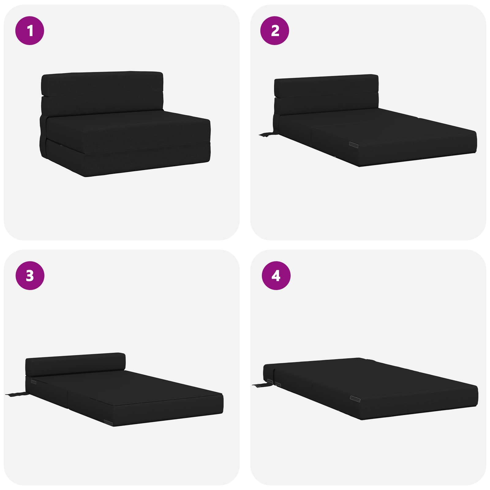 Preklopni madrac za sofu Crna 100 x 80 x 60 cm Tkanina