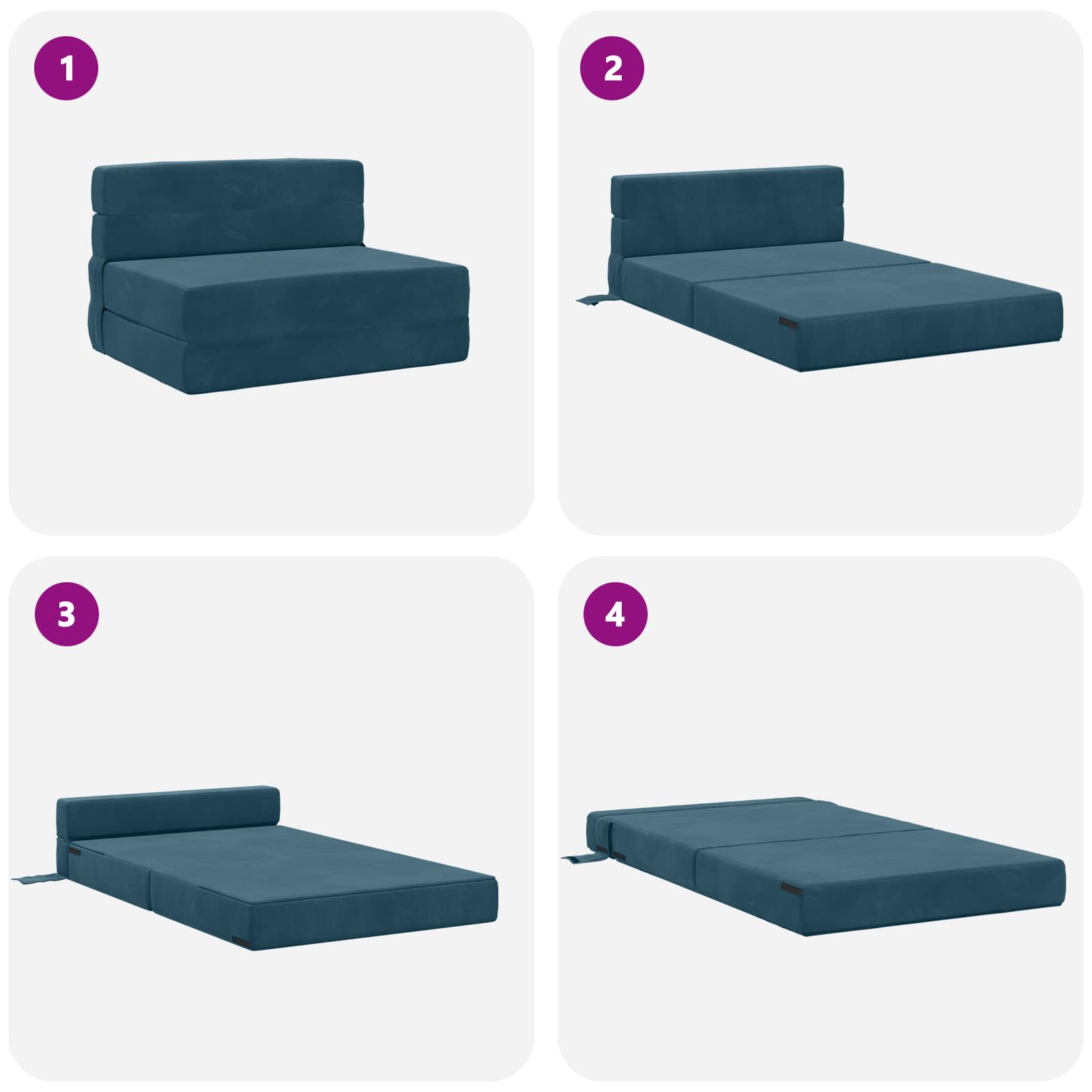 Preklopni madrac za sofu Plava 100 x 80 x 60 cm Tkanina