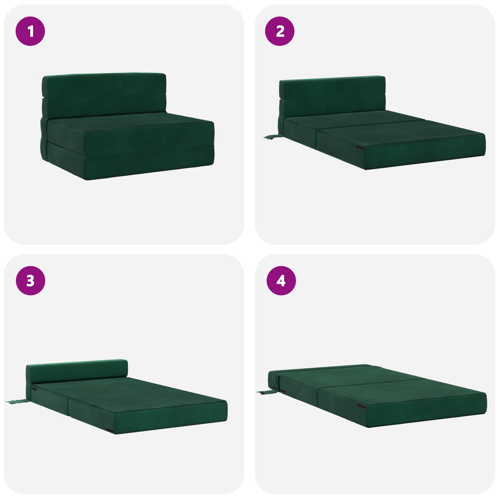 Sk foldajući kauč na krevet Tamnozelena 190 x 100 x 15 cm