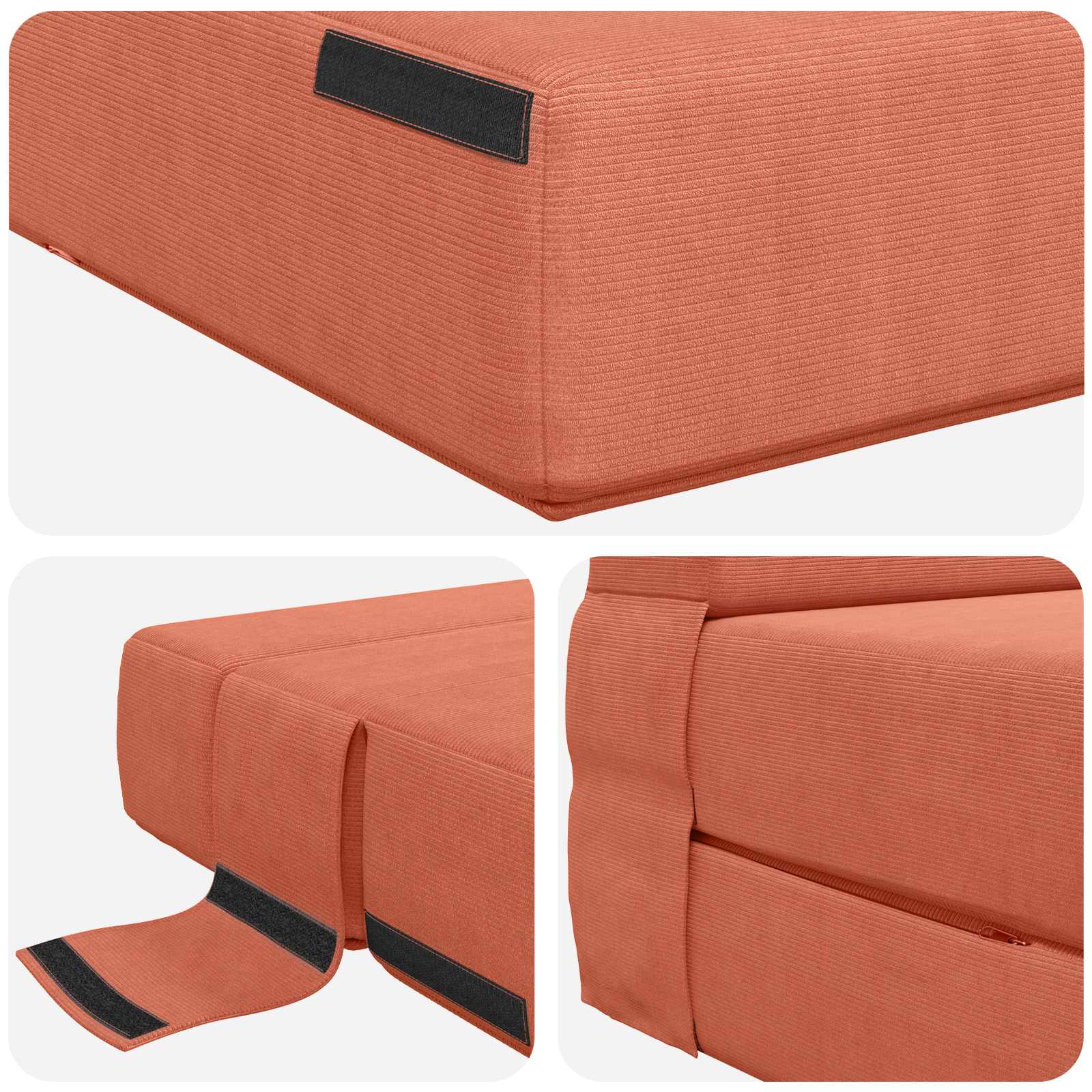 Preklopni madrac za sofu Crvena narančasta 100 x 80 x 60 cm