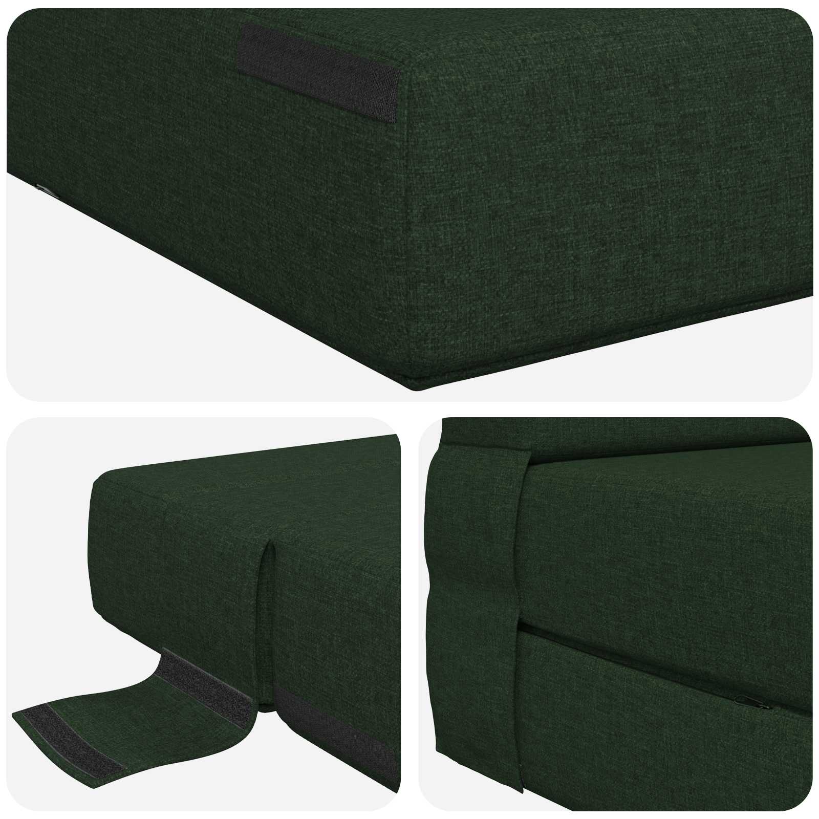 Preklopni madrac za sofu Tamnozelena 152 x 86,5 x 60 cm Tkanina