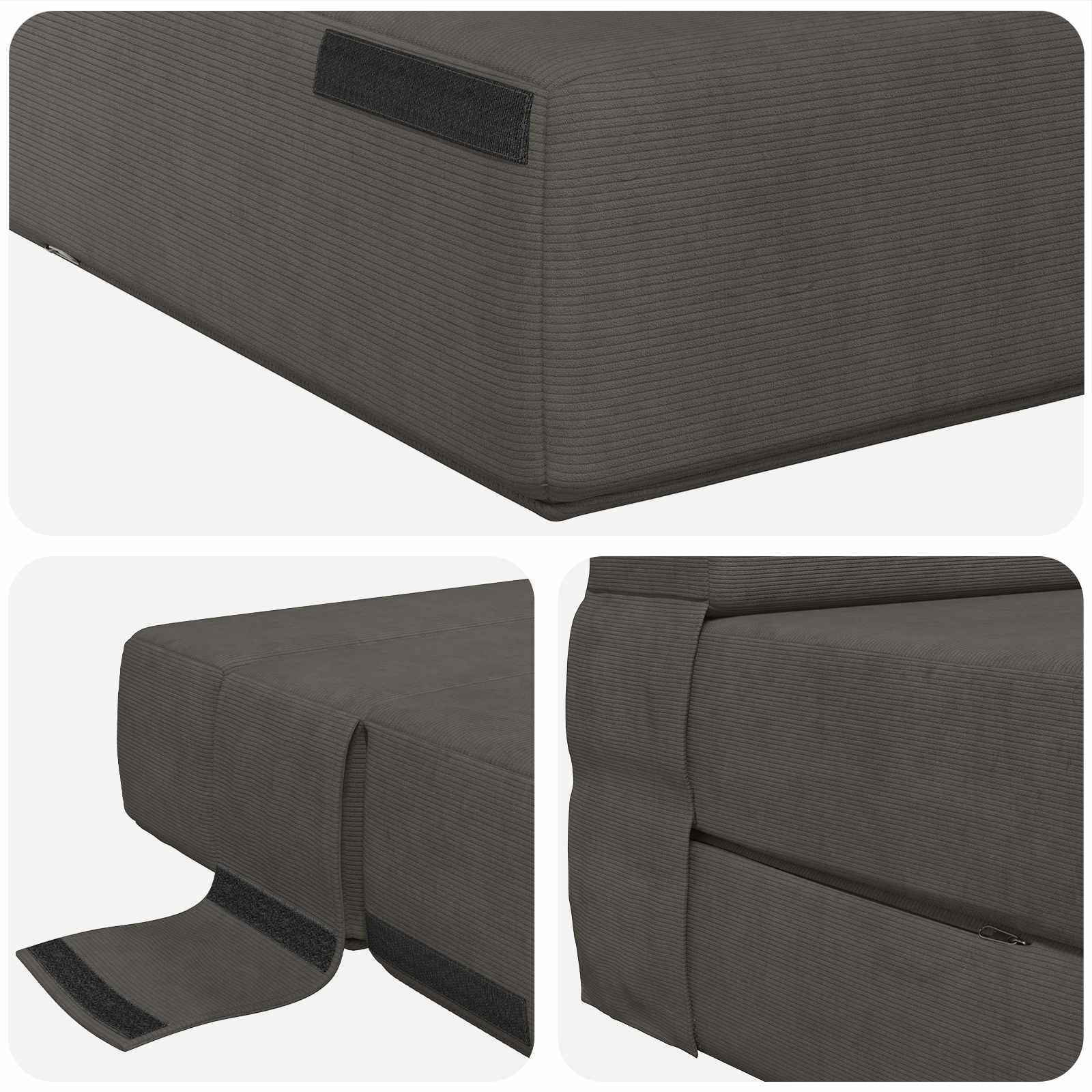 Preklopni madrac za sofu Tamnosiva 152 x 86,5 x 60 cm Tkanina