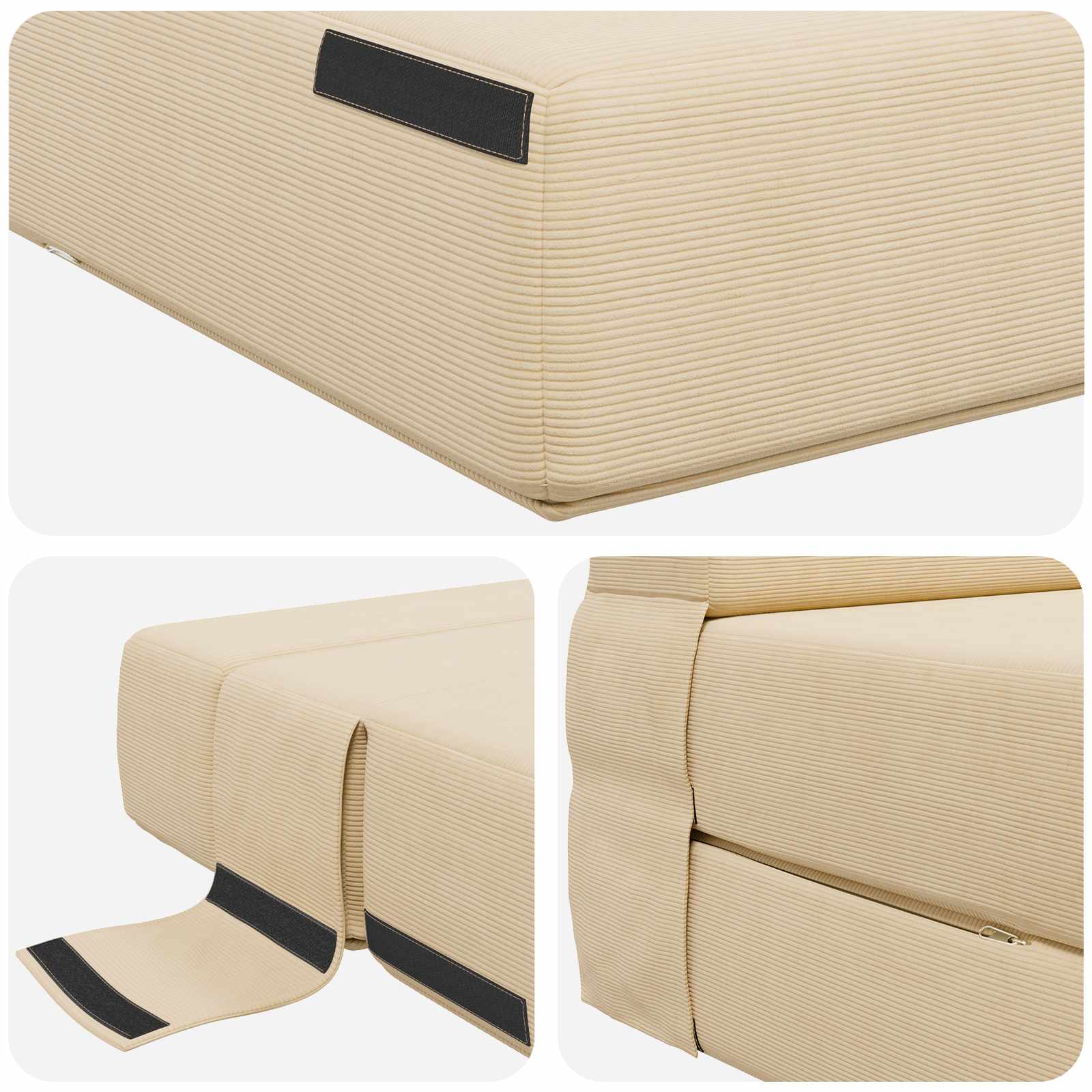 Preklopni madrac za sofu Krem 152 x 86,5 x 60 cm Tkanina