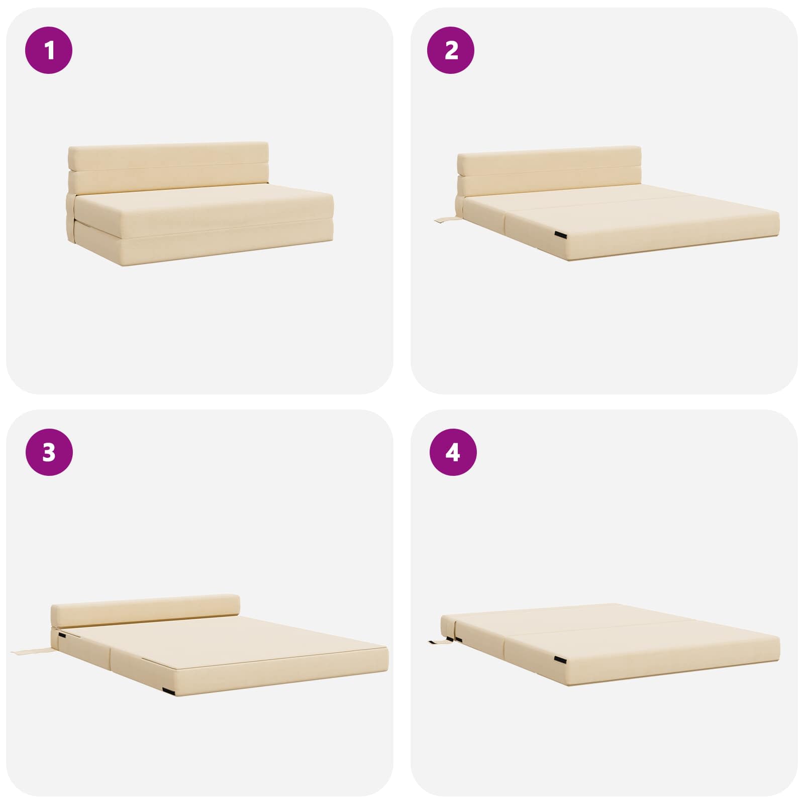 Preklopni madrac za sofu Krem 152 x 86,5 x 60 cm Tkanina