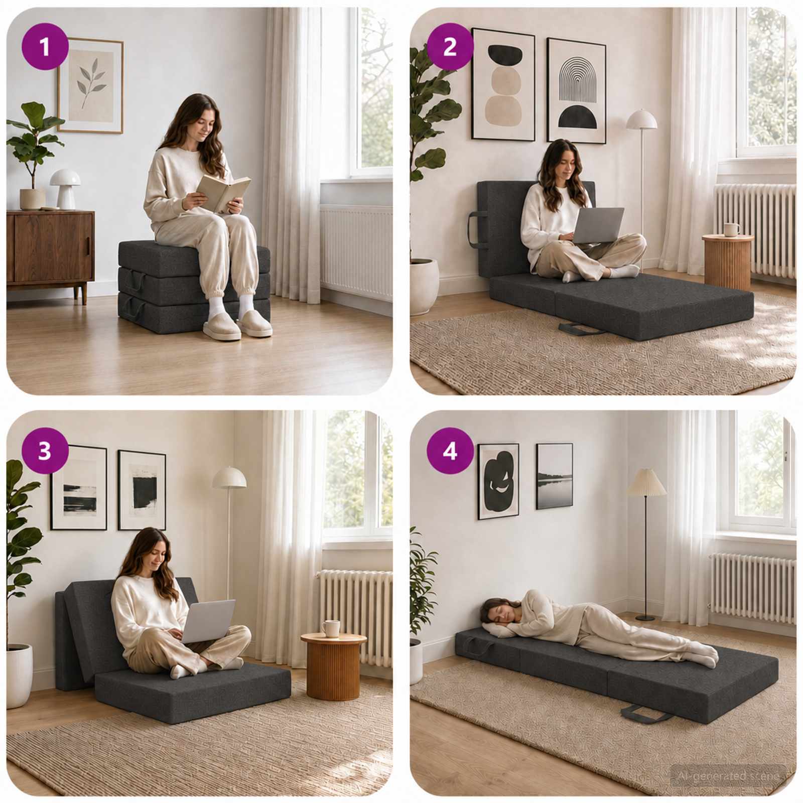 Sofa na razvlačenje 75 x 63 x 45 cm Tamnosiva