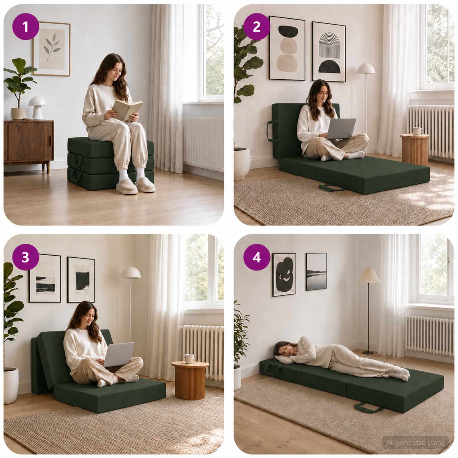 Sofa na razvlačenje 75 x 63 x 45 cm Tamnozelena