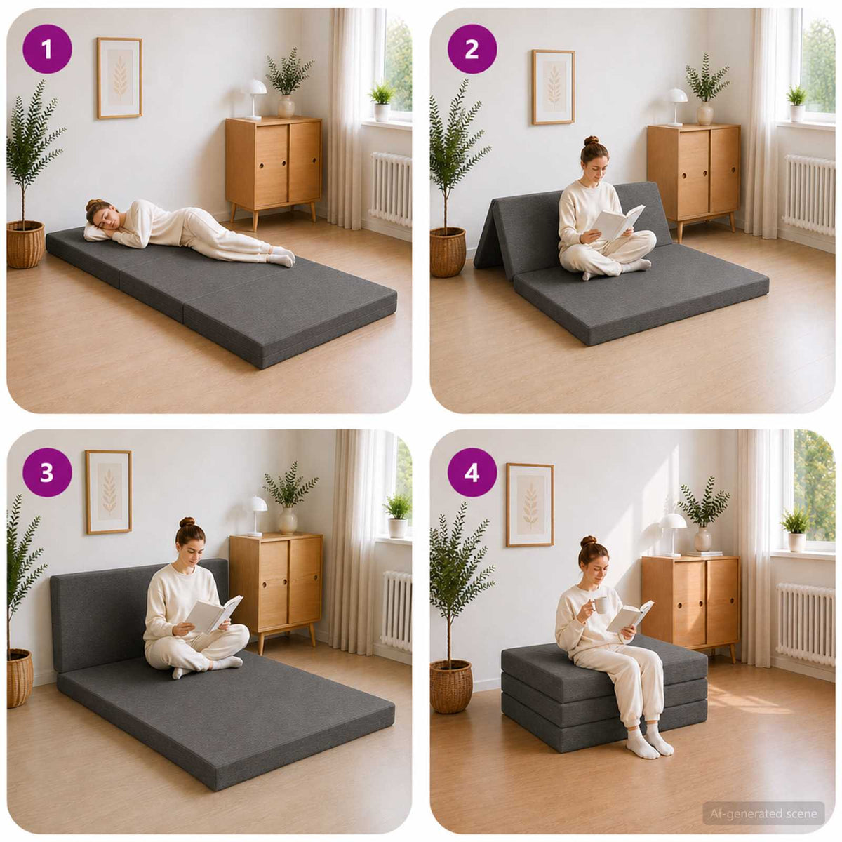 Sofa na razvlačenje 80 x 67 x 45 cm Tamnosiva