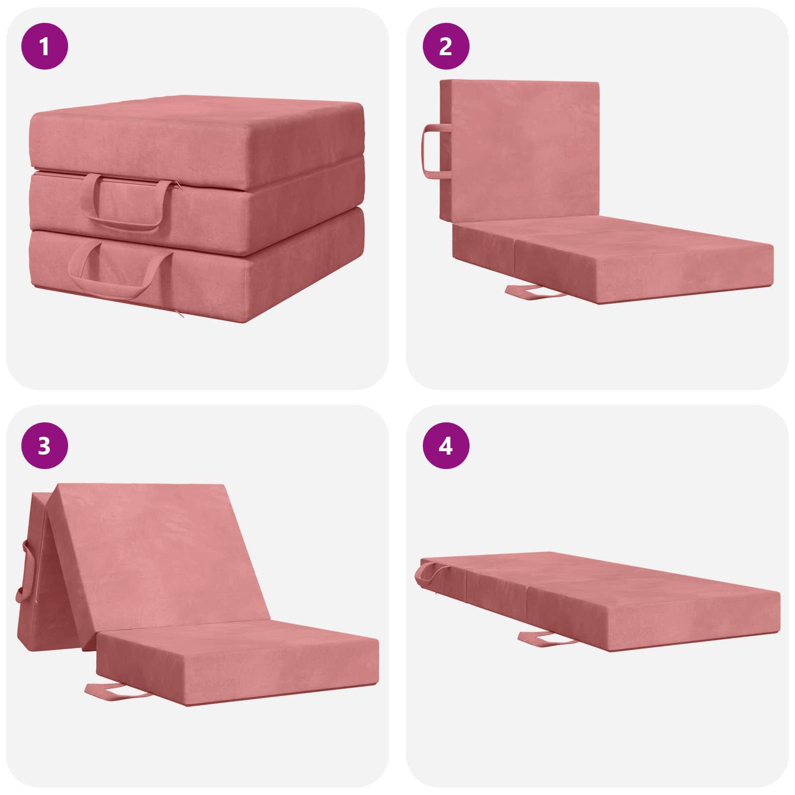 Sofa na razvlačenje 90 x 67 x 45 cm Ružičasta