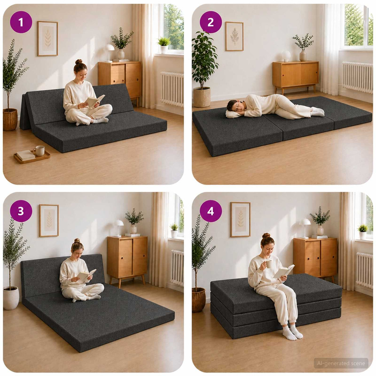 Sofa na razvlačenje 120 x 67 x 45 cm Tamnosiva