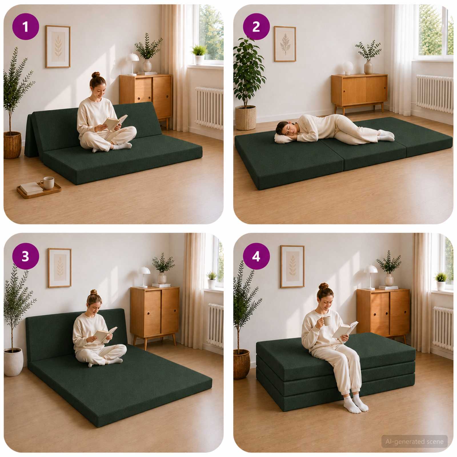 Sofa na razvlačenje 160 x 67 x 45 cm Tamnozelena