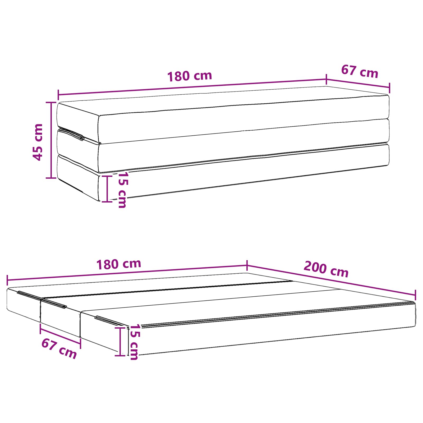 Sofa na razvlačenje 180 x 67 x 45 cm Sivosmeđa