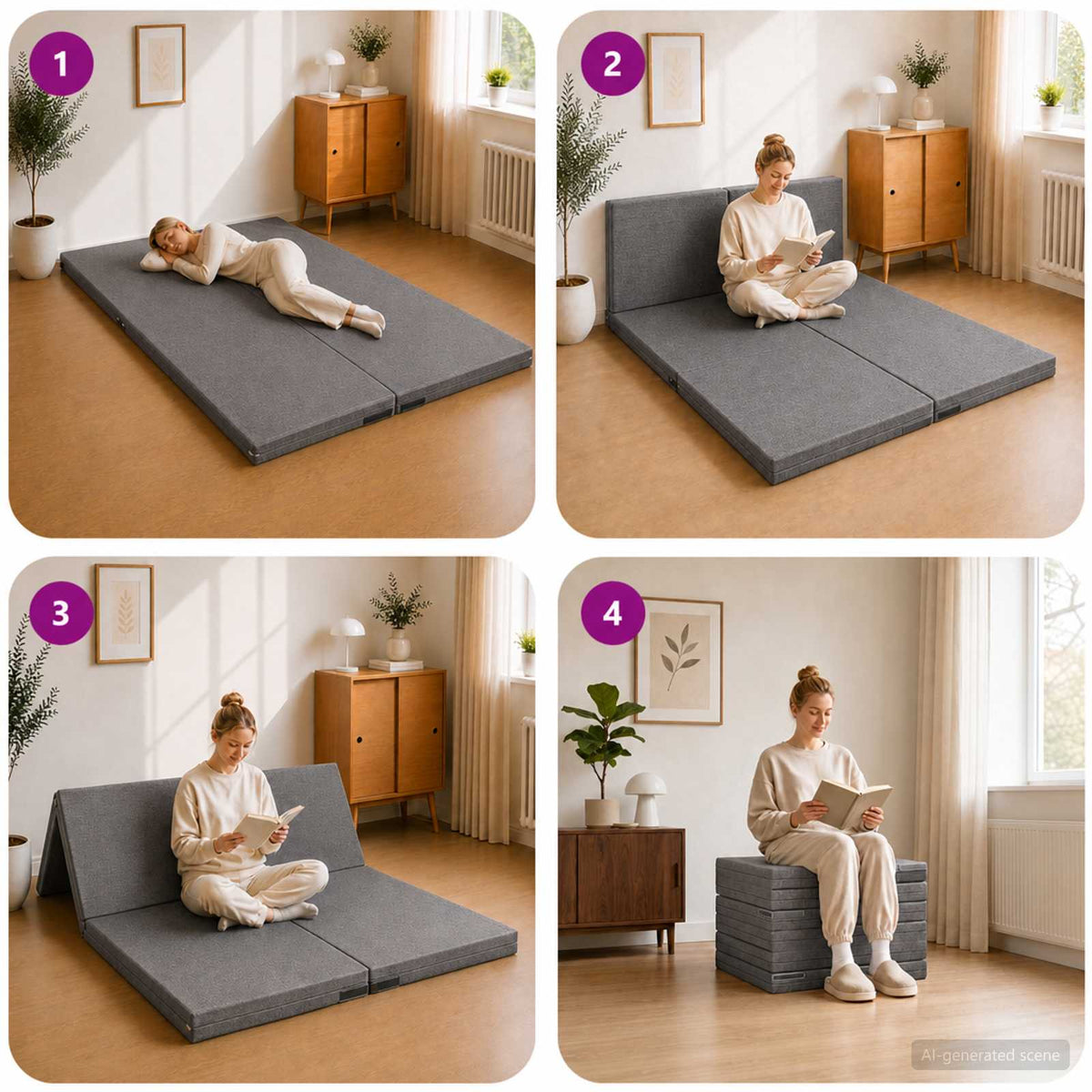 Sofa na razvlačenje 140 x 67 x 15 cm Svjetlosiva
