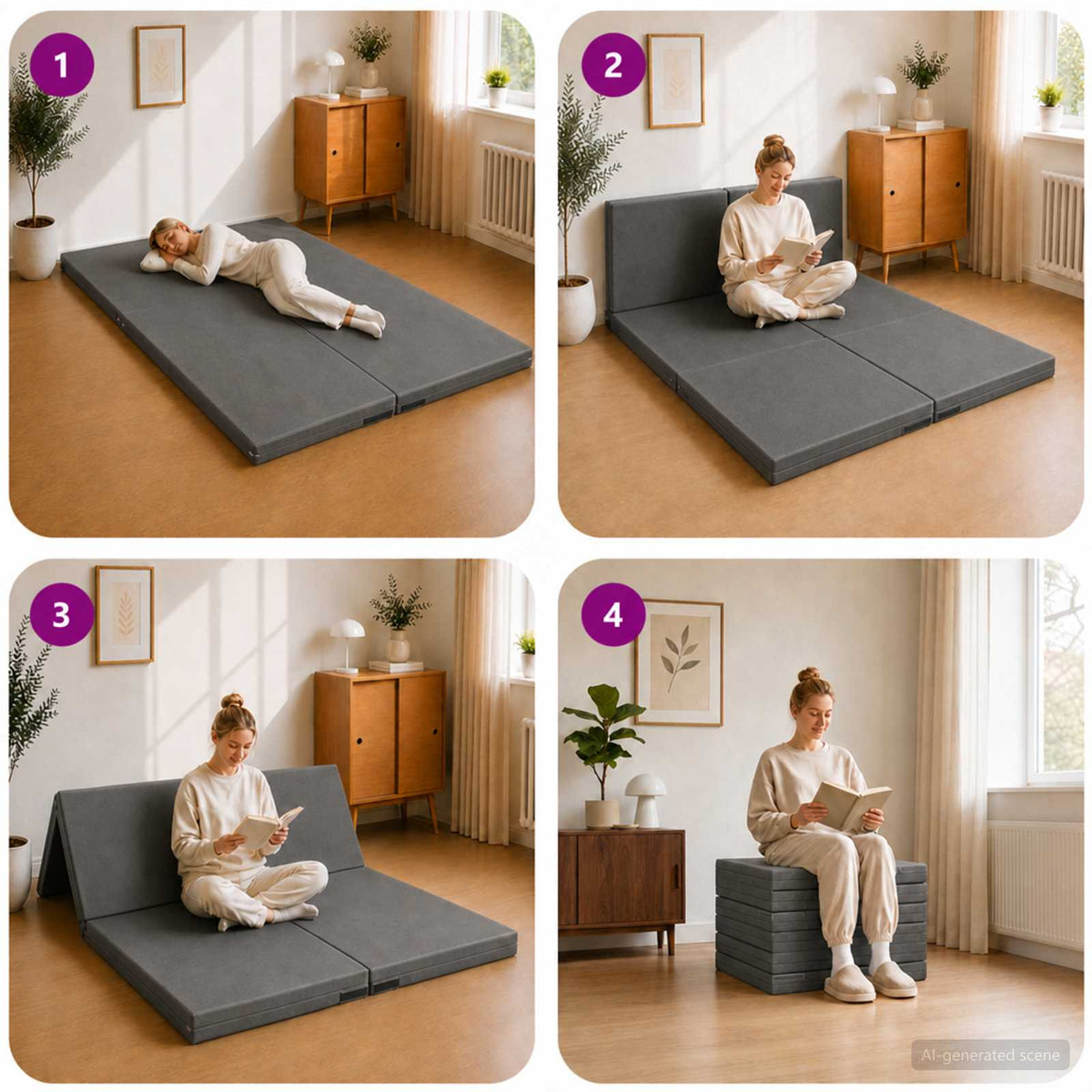 Sofa na razvlačenje 140 x 67 x 15 cm Tamnosiva