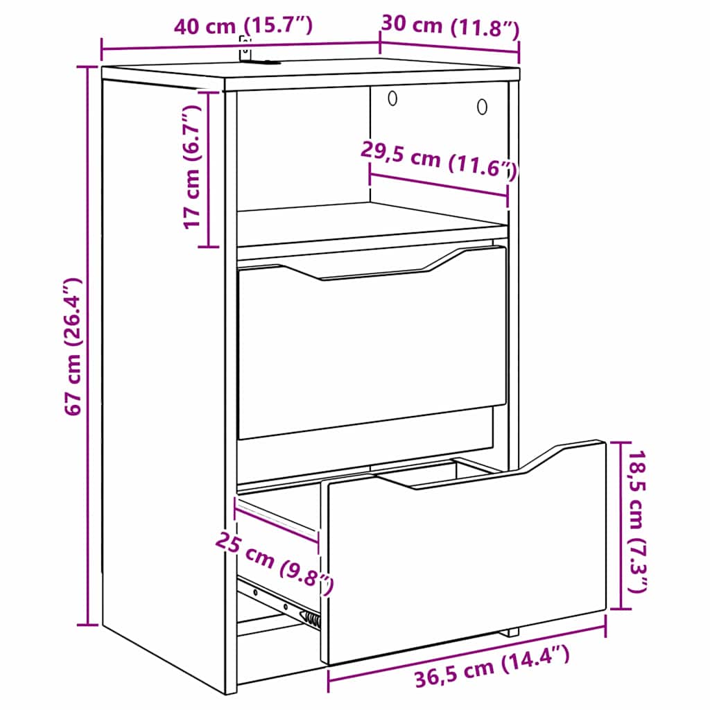 Noćni ormarić s ladicama Visoki sjaj bijela 40 x 30 x 467 cm