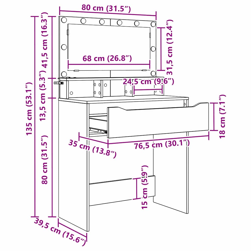 Stolovi za presvlačenje u spavaćoj sobi Crna 80 x 39,6 x 135 cm