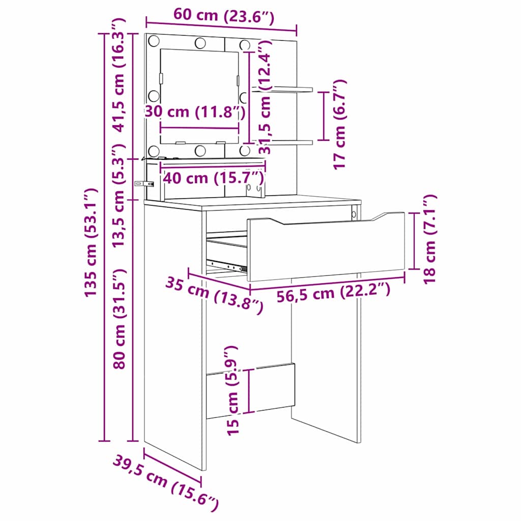 Stolovi za presvlačenje u spavaćoj sobi Crna 80 x 39,6 x 135 cm