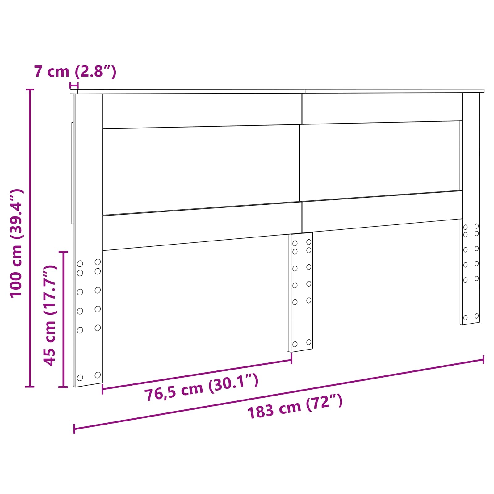 Uzglavlje s uzglavljem Crni hrast 180 cm Konstruirano drvo