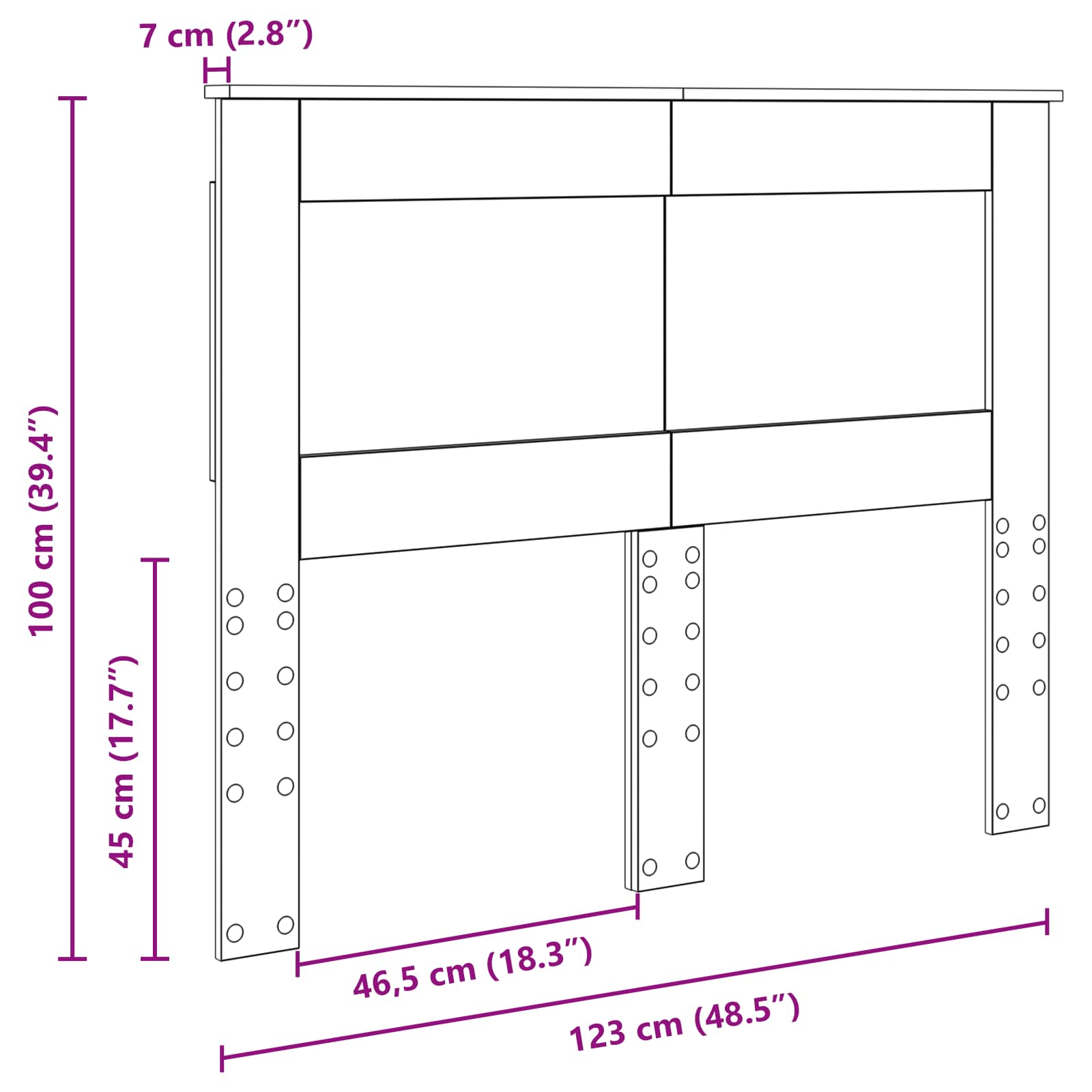 Uzglavlje s uzglavljem Siva Sonoma 120 cm Konstruirano drvo