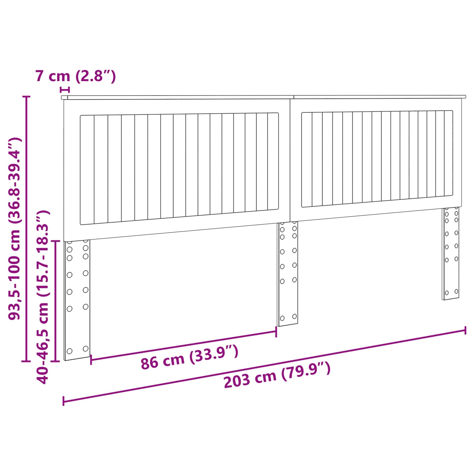 Uzglavlje s uzglavljem Bijelo 200 cm Konstruirano drvo
