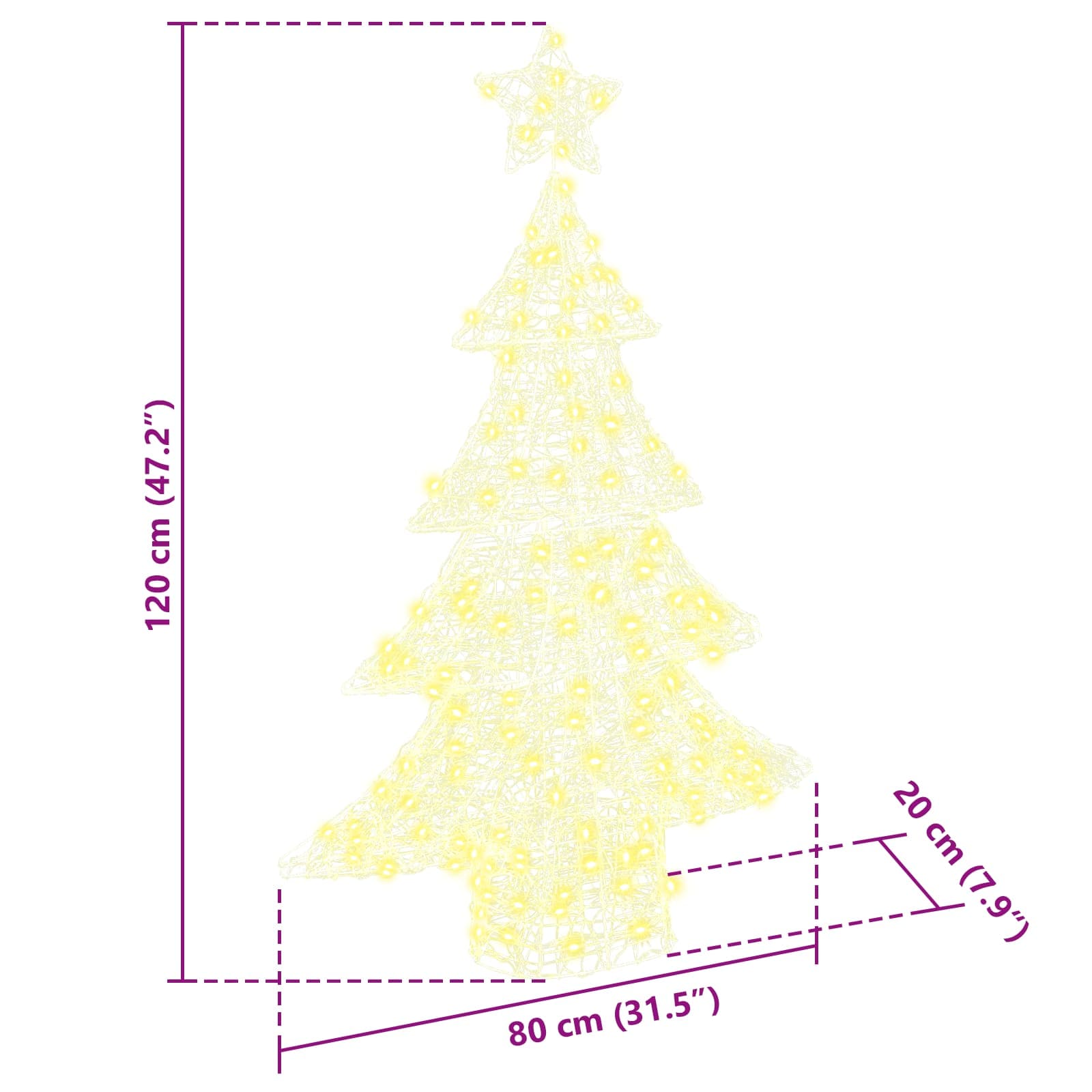 Božićno drvce s 100 LED svjetlima Topla bijela 120 cm Akril