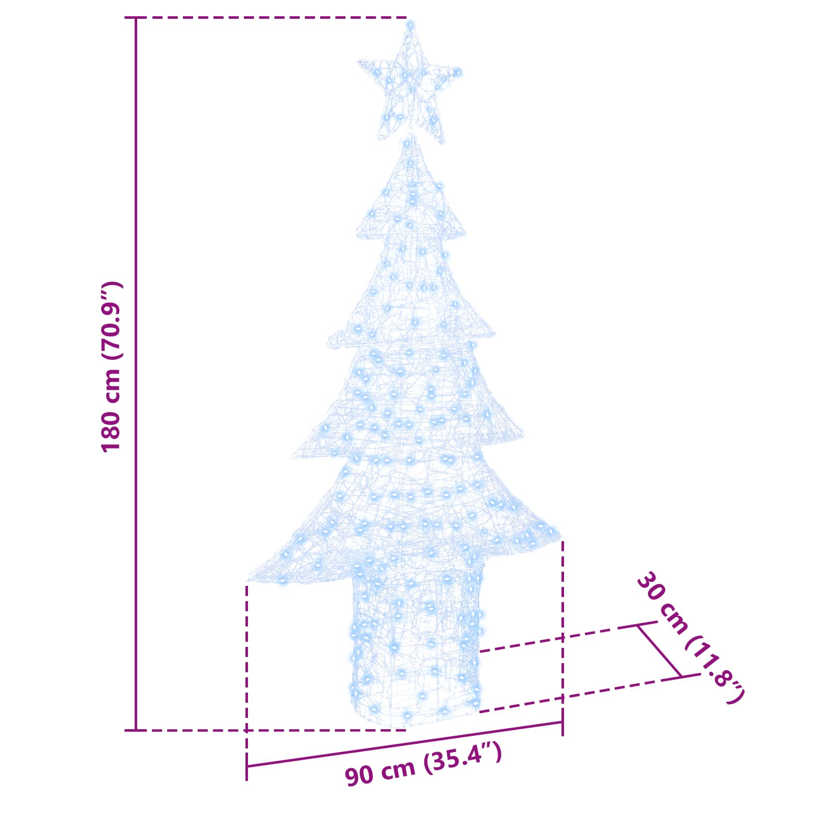 Božićno drvce s 240 LED svjetlima Hladna bijela 180 cm Akril