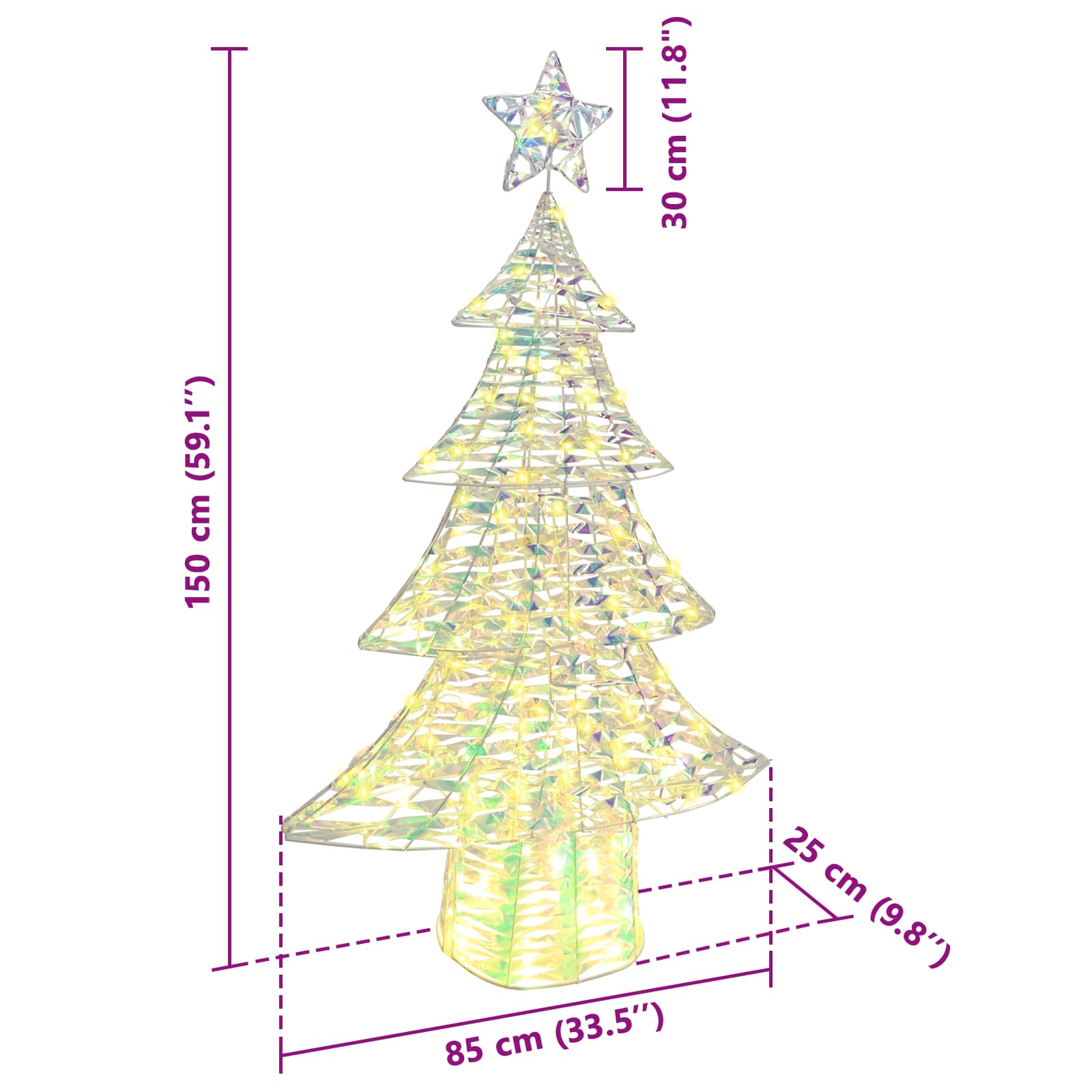 Božićno drvce s 160 LED svjetlima Topla bijela 150 cm PET