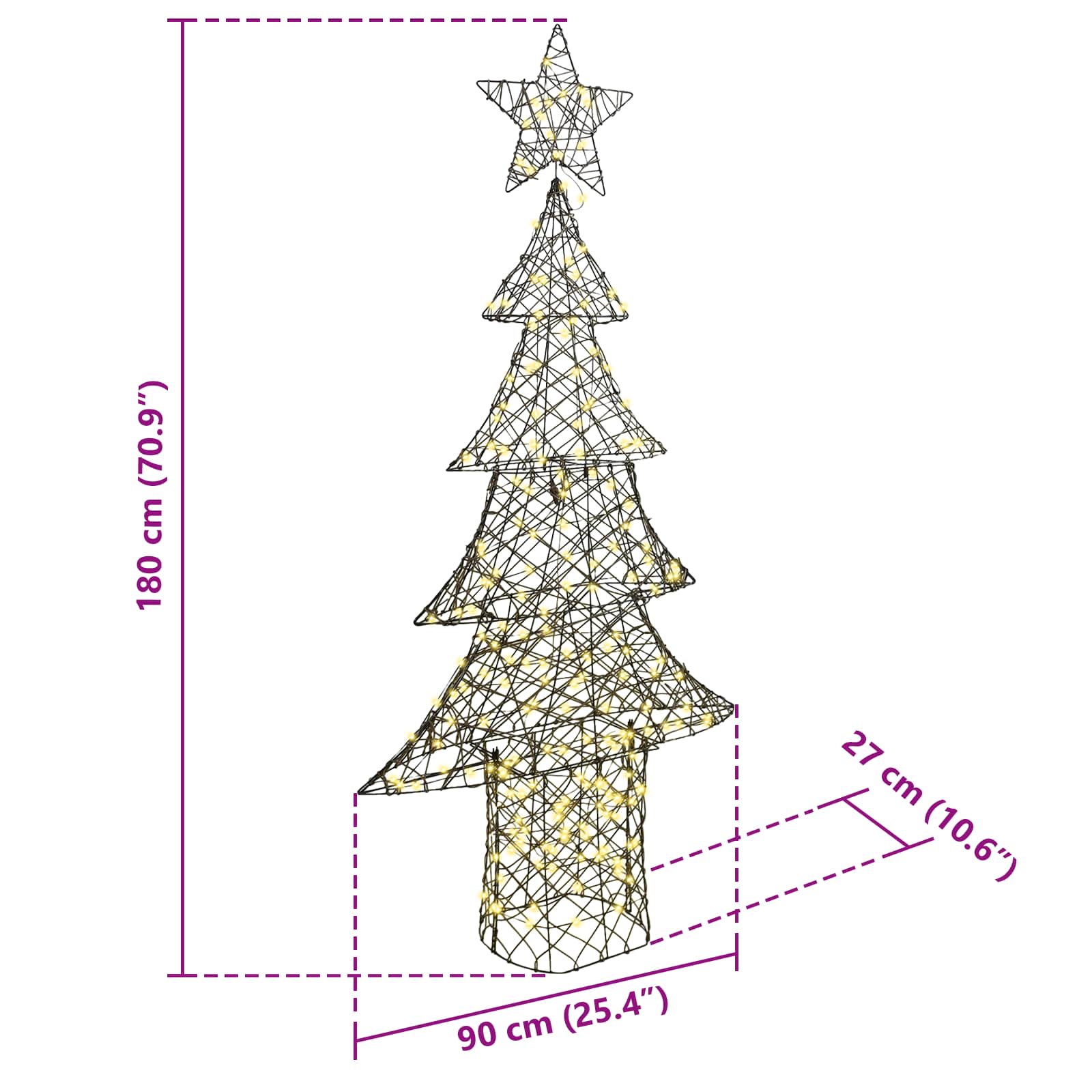 Božićno drvce s 240 LED svjetlima Topla bijela 180 cm Ratan