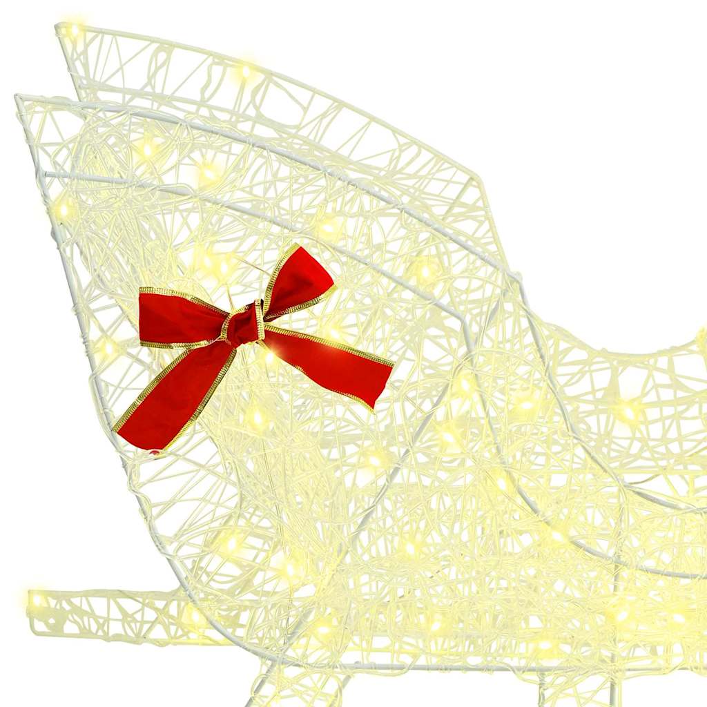 Reindeer vuče saonice Topla bijela 70 x 26 x 130 cm Akril