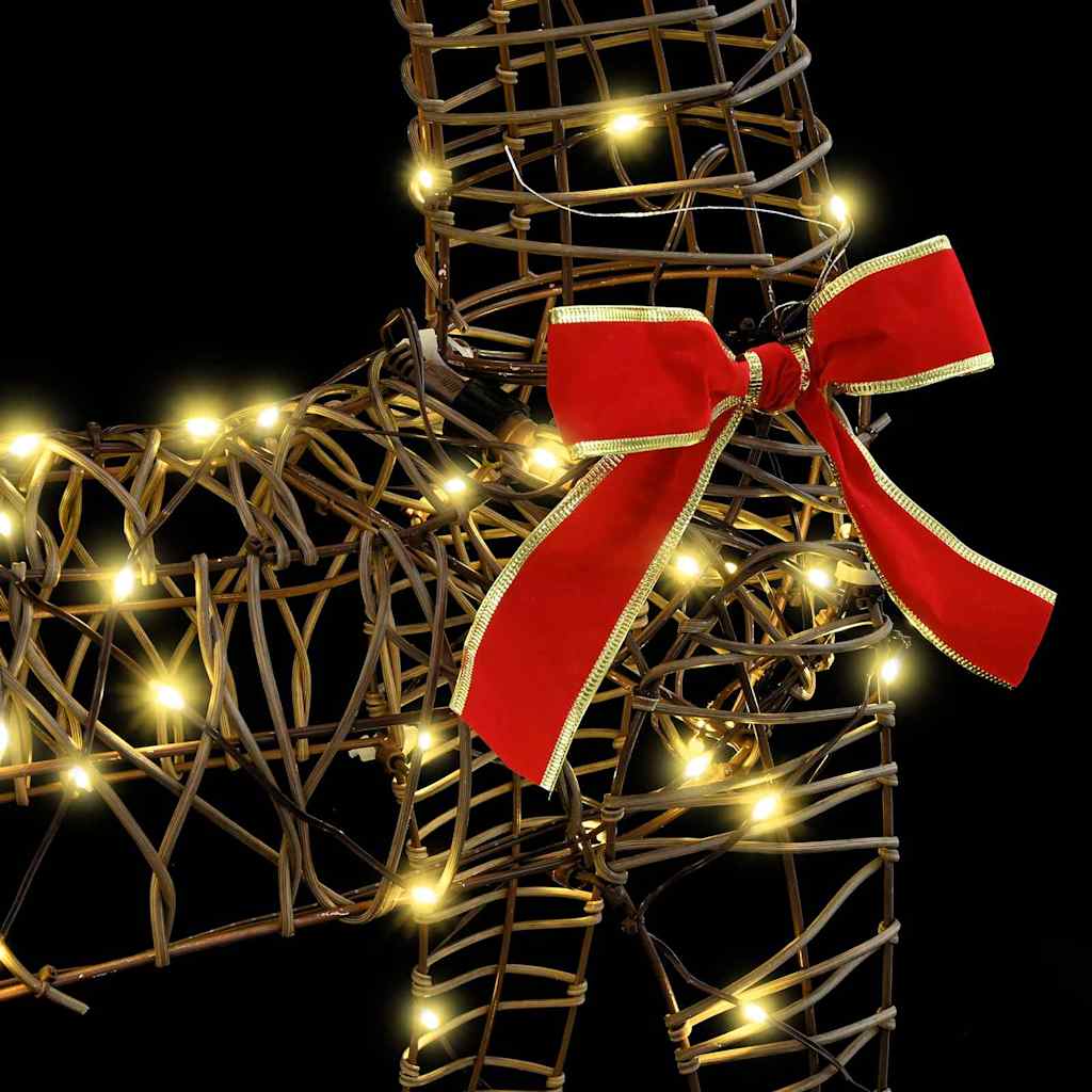 Reindeer vuče saonice Topla bijela 70 x 26 x 129 cm Ratan