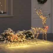 Reindeer vuče saonice Topla bijela 70 x 26 x 129 cm Ratan
