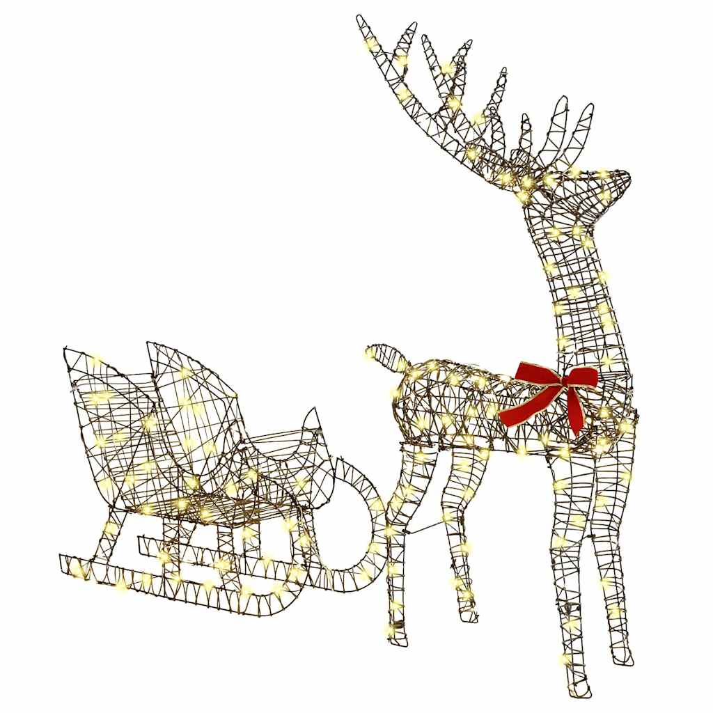 Reindeer vuče saonice Topla bijela 70 x 26 x 129 cm Ratan