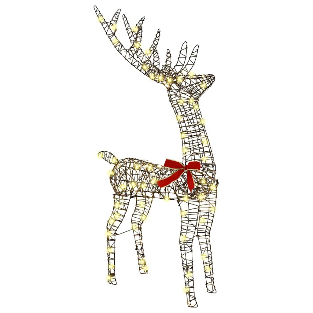Reindeer vuče saonice Topla bijela 70 x 26 x 129 cm Ratan