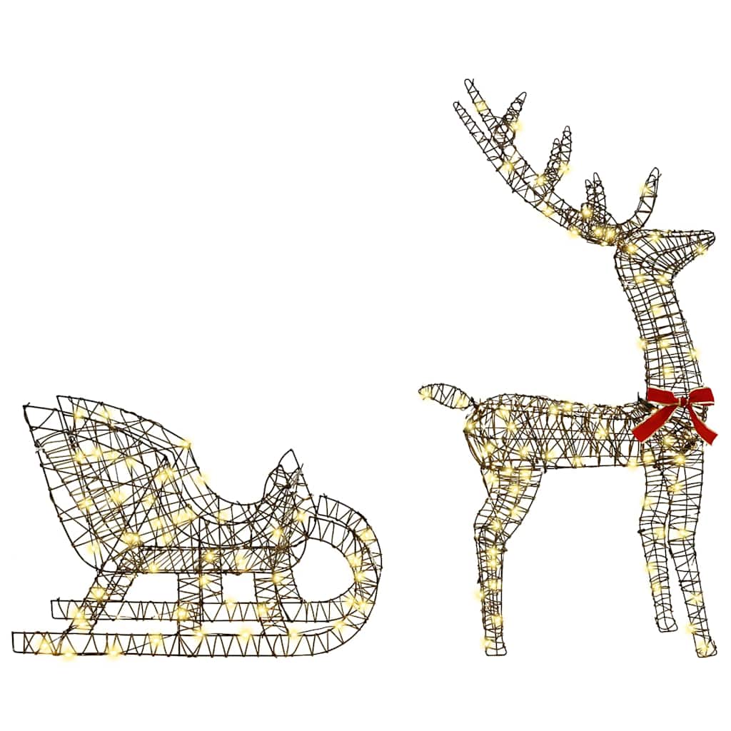 Reindeer vuče saonice Topla bijela 70 x 26 x 129 cm Ratan