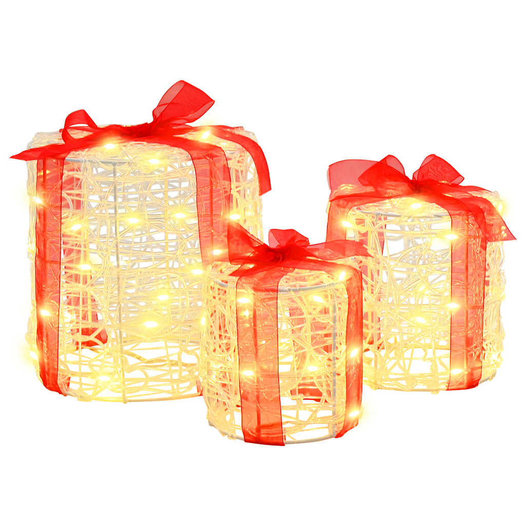 Dekoracija Poklon Kutije 3 pcs Topla bijela 20 x 20 x 21 cm