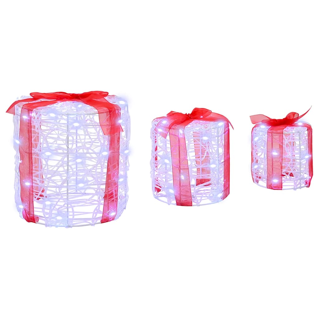 Dekoracija Poklon Kutije 3 pcs Hladna bijela 20 x 20 x 21 cm