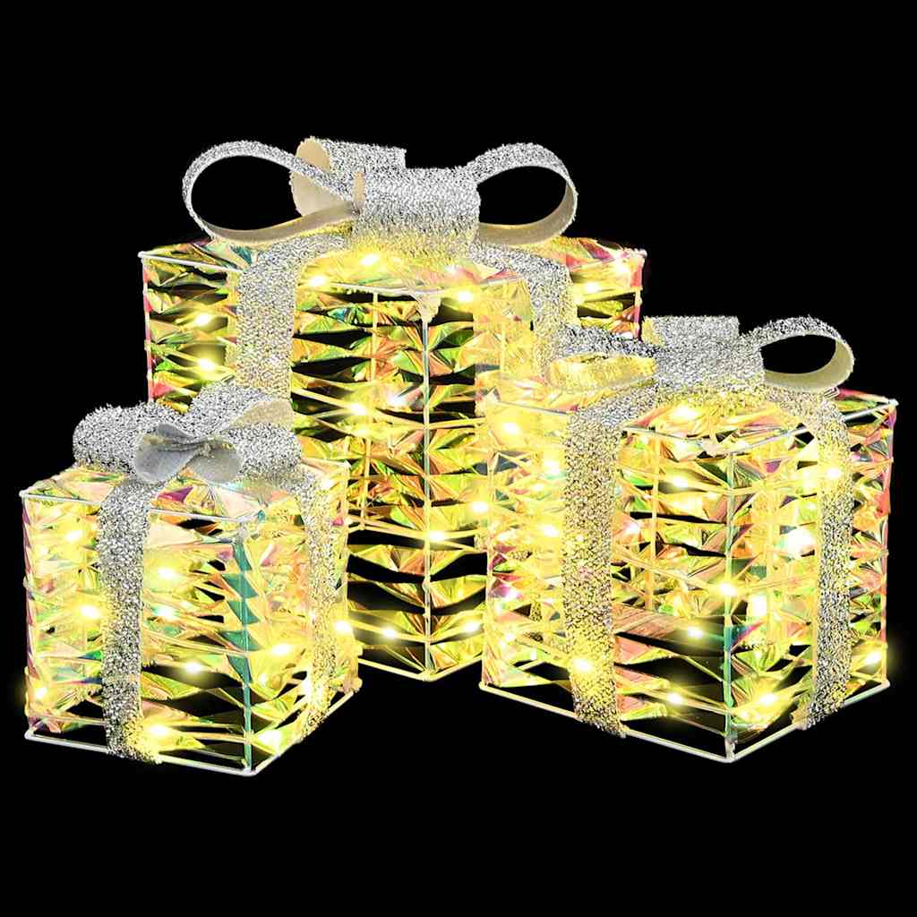 Poklonska kutija 3 pcs Topla bijela 20 x 20 x 20 cm PET