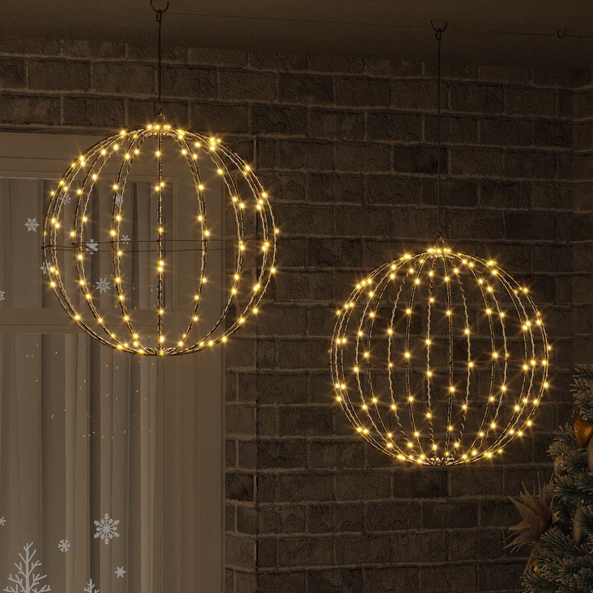 Lopta 2 kom. Topla bijela 50 x 50 x 52 cm Metal 320 LED lampica