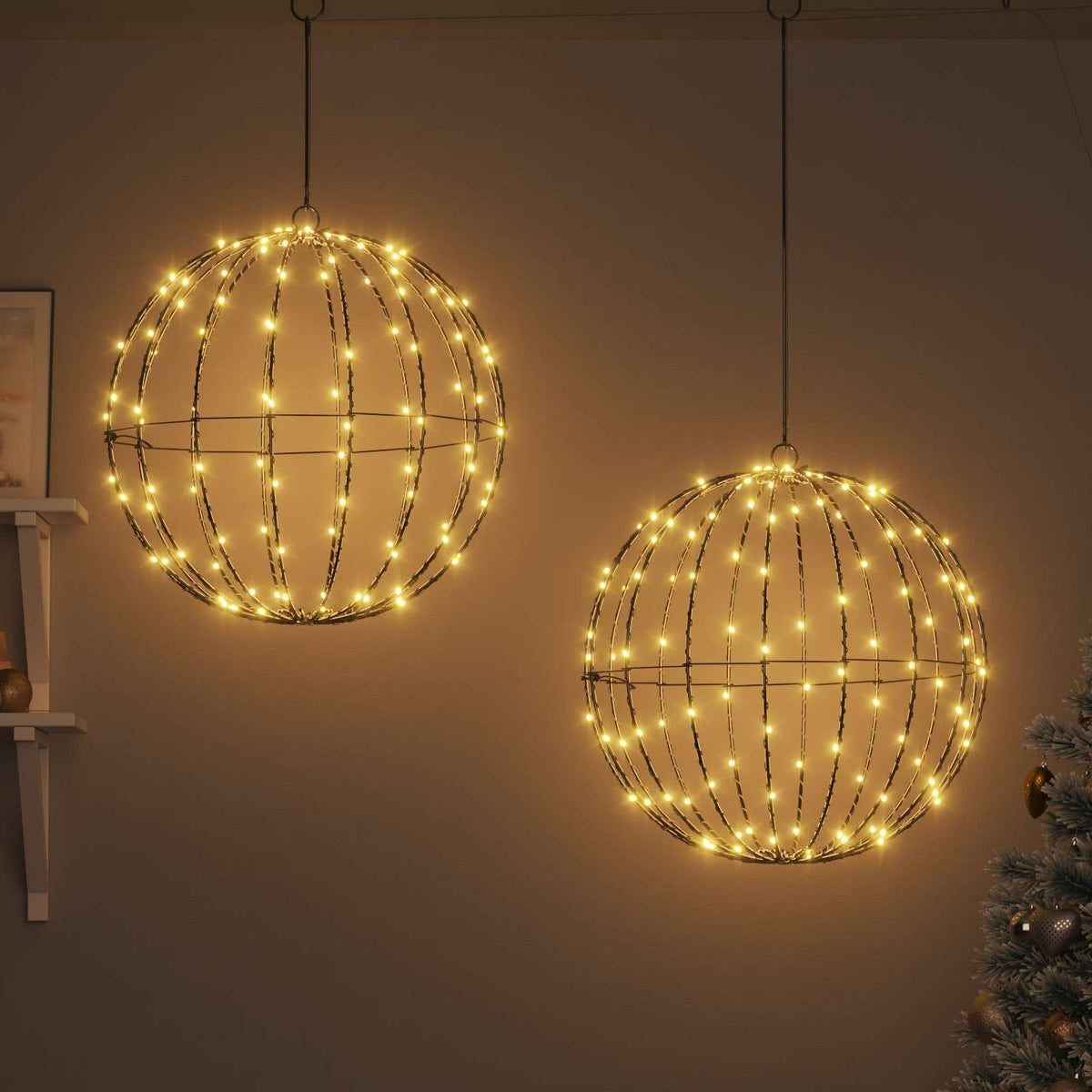 Lopta 2 kom. Topla bijela 50 x 50 x 52 cm Metal 320 LED lampica